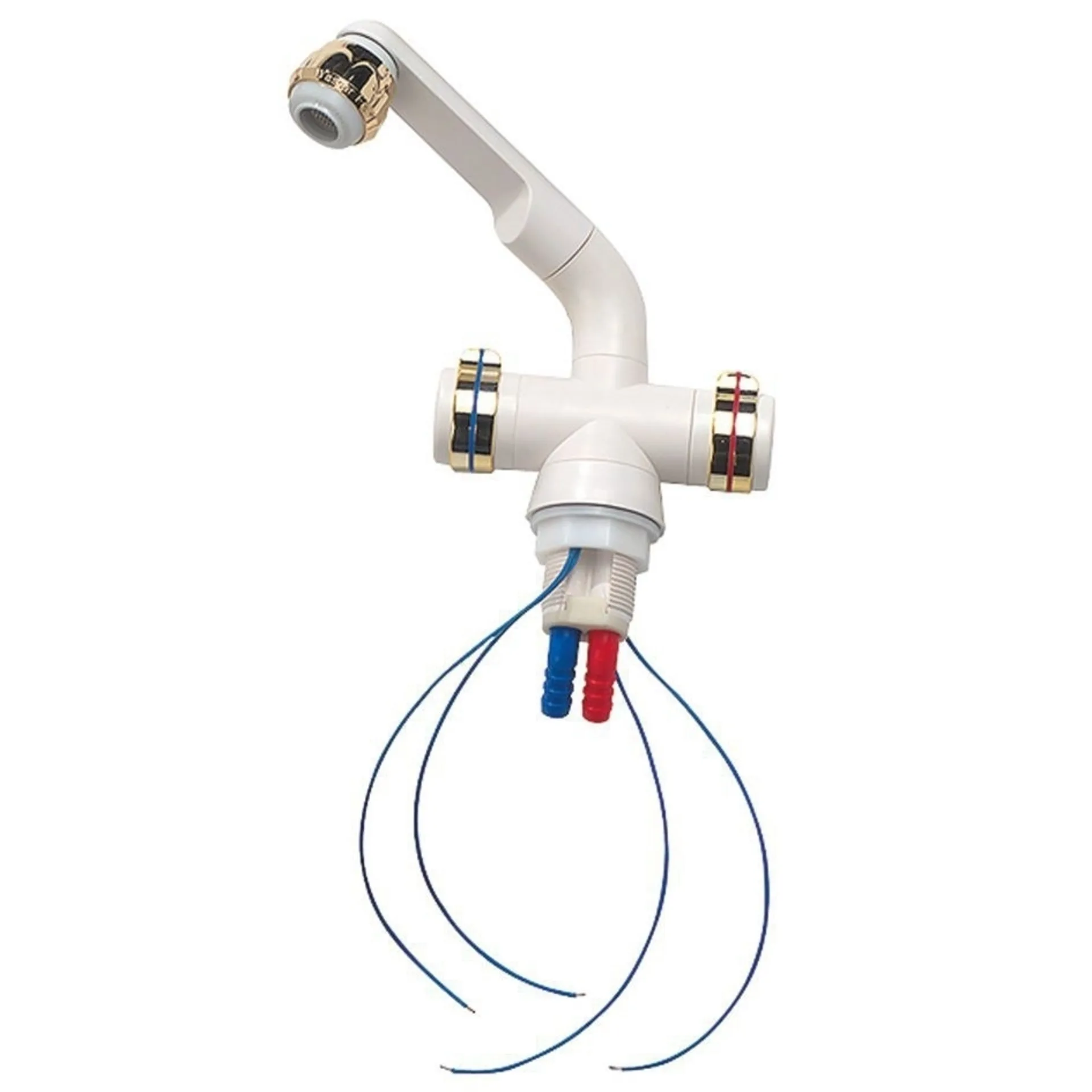 Mitigeur compact blanc, chromé, emballage libre-service