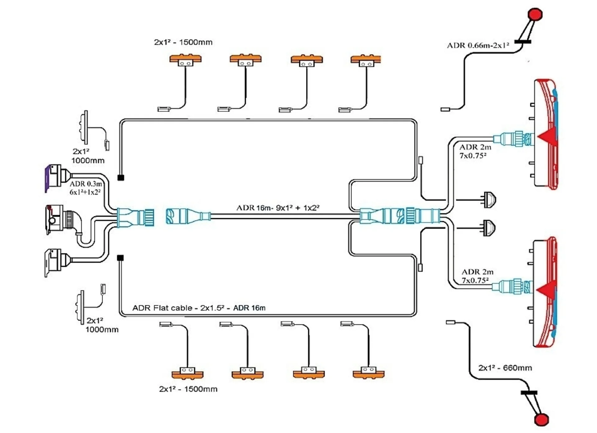 Vignal - Komplettbeleuchtungs-System 24V für Anhänger und Auflieger, ADR/GGVS