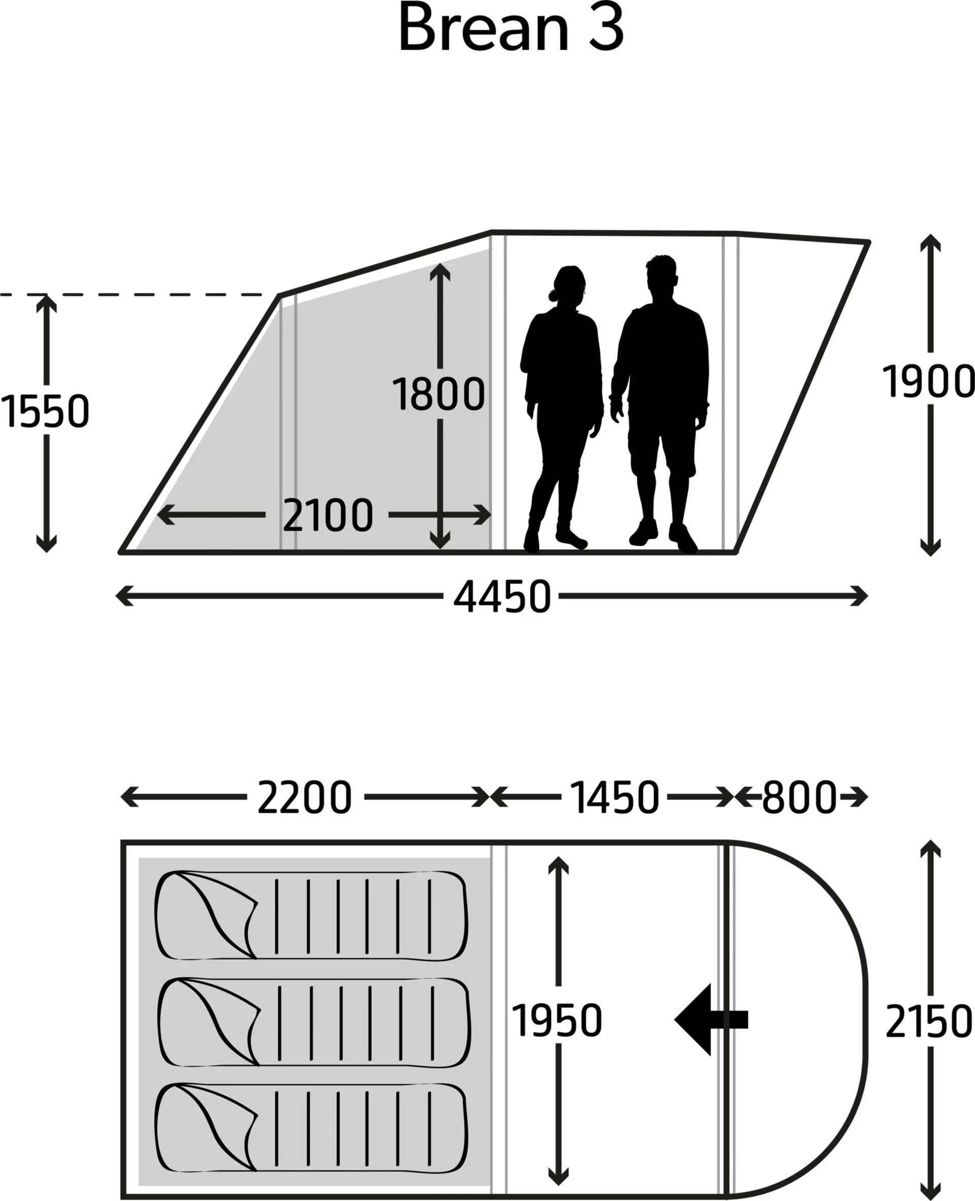 Kampa Brean 3 Tunnelzelt für 3 Personen