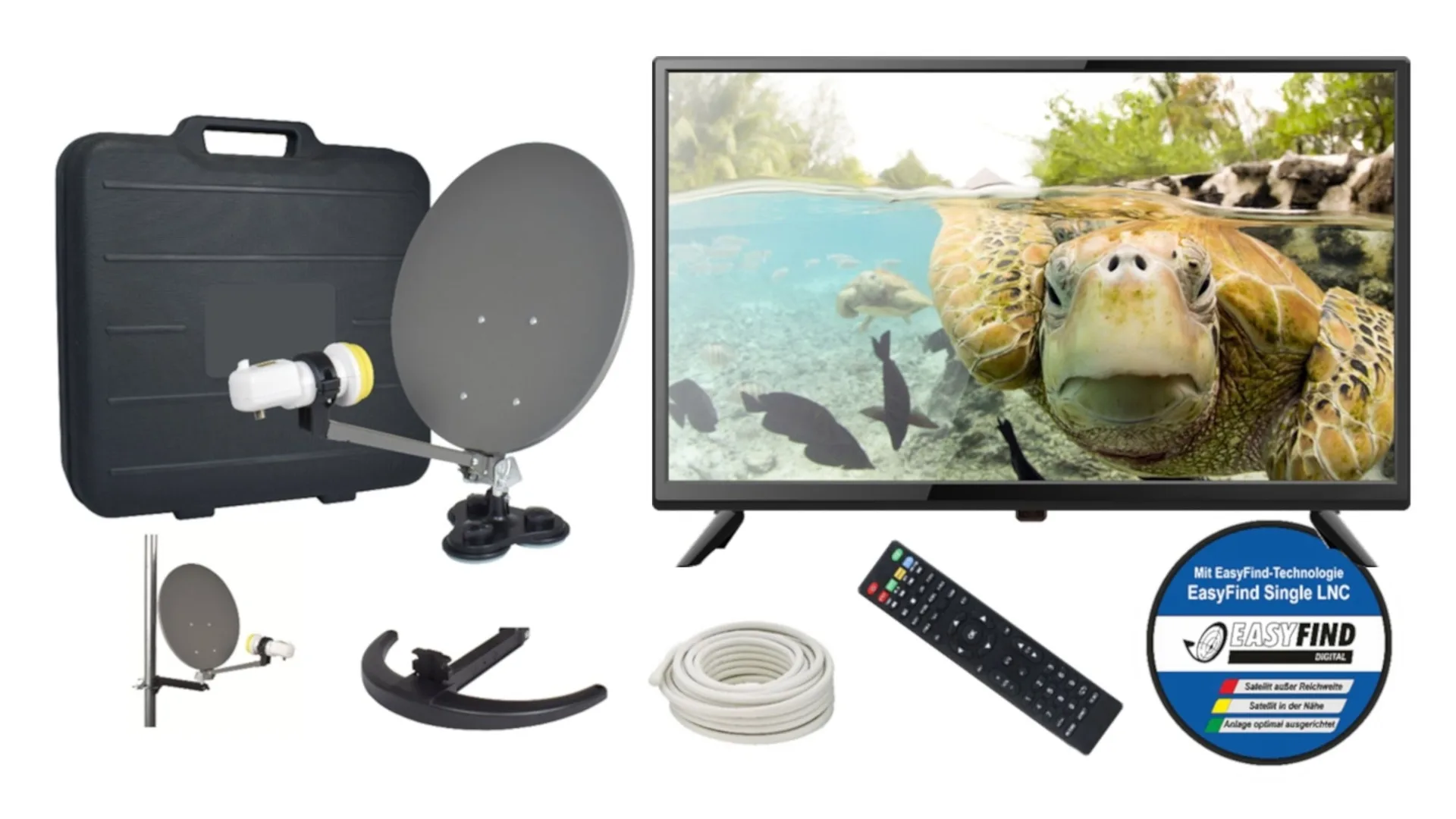 EasyFind 19" Travel TV Système satellite de camping Système satellite 19 " LED TV CD07 inclus