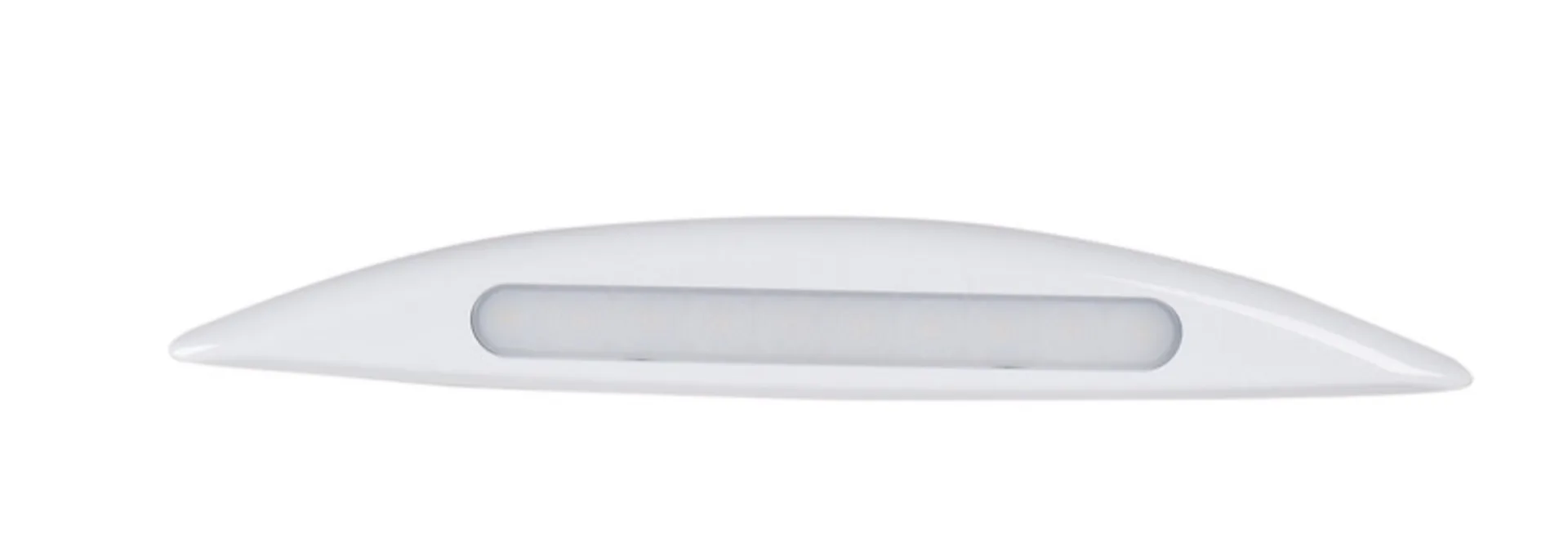 Lampe d'auvent blanche avec éclairage LED derrière un verre transparent