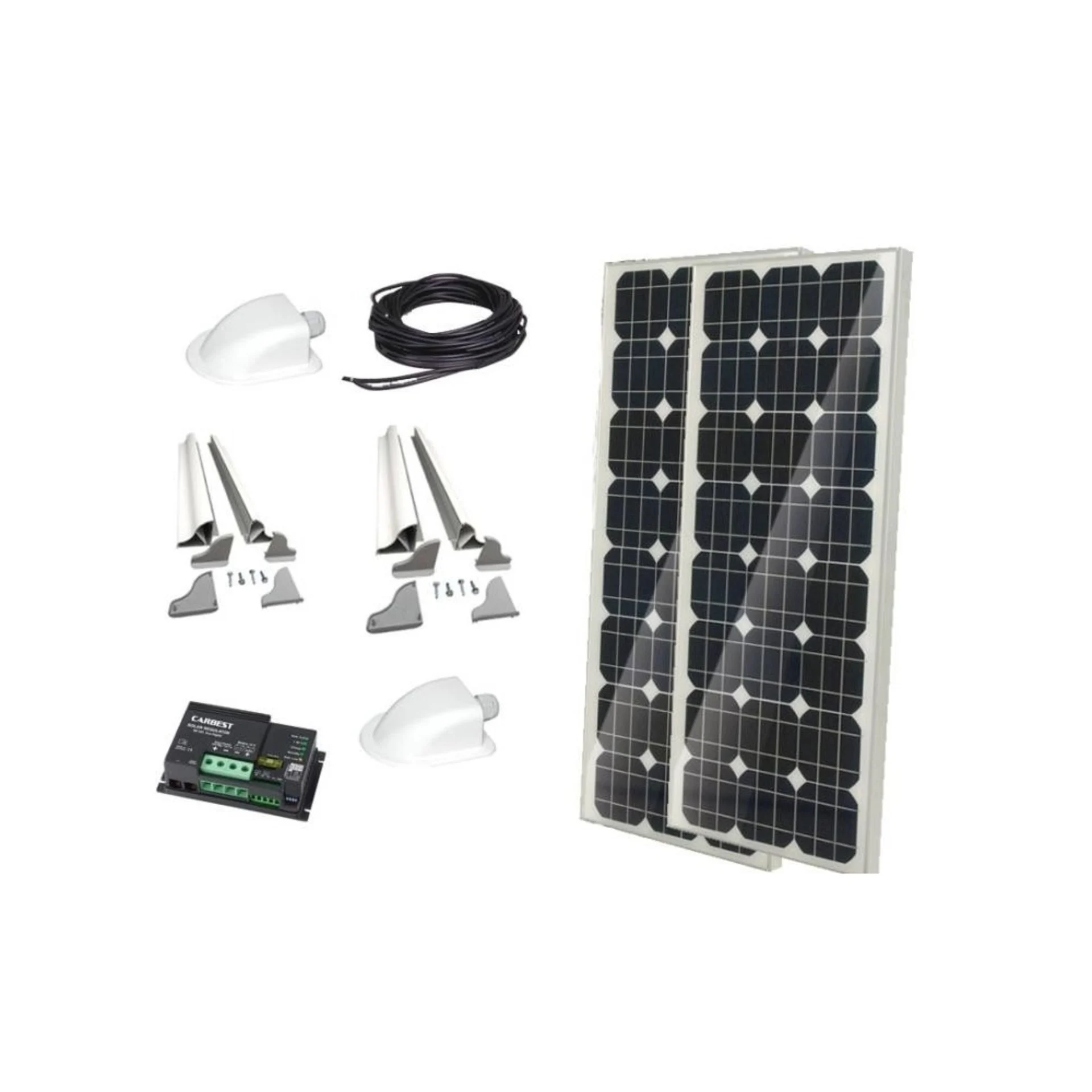 Solarset 2x100W inkl.Laderegler,Dachdurchführung,B
