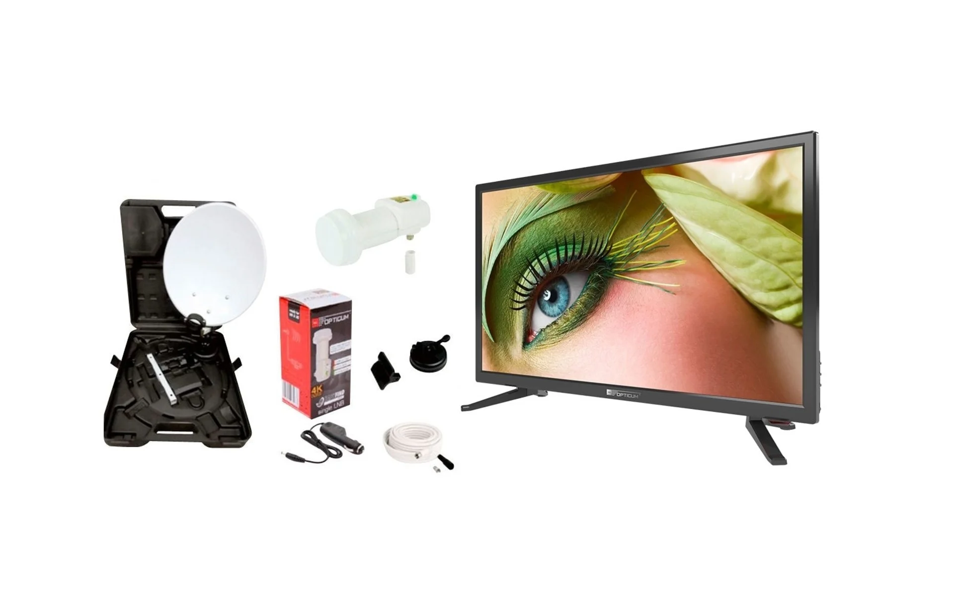 Opticum Travel TV Camping Set EasyFind Antenne satellite avec téléviseur 24