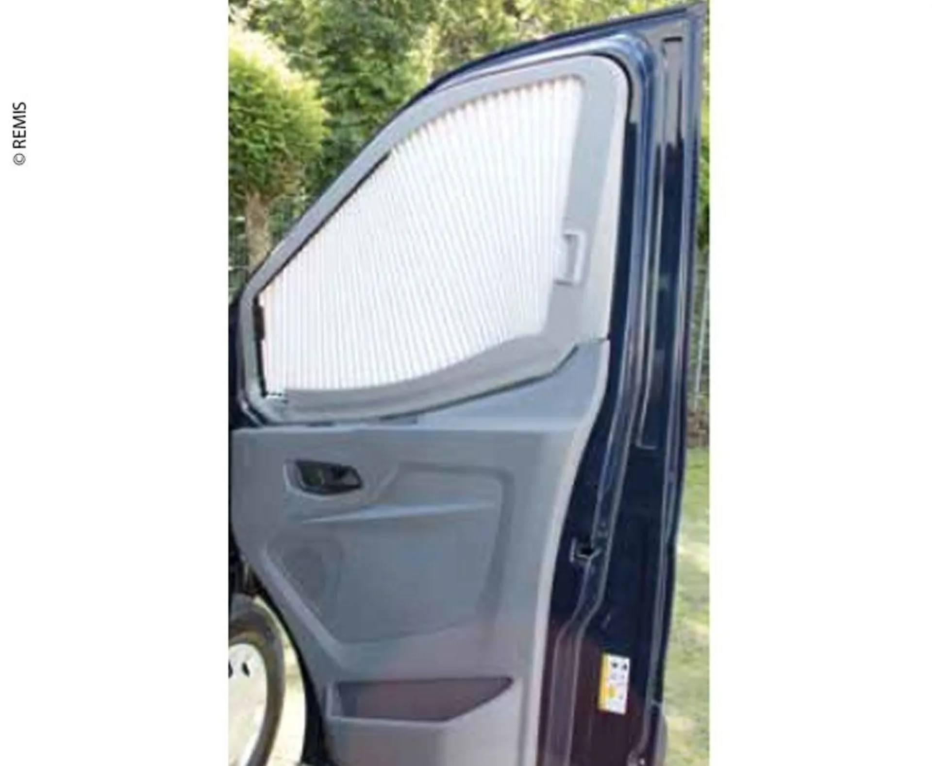 Remis REMIfront verschließbare Fahrerhausverdunkelung für IV Ford Transit V363 2014 - 2019 Rechteseite grau /hellgrau