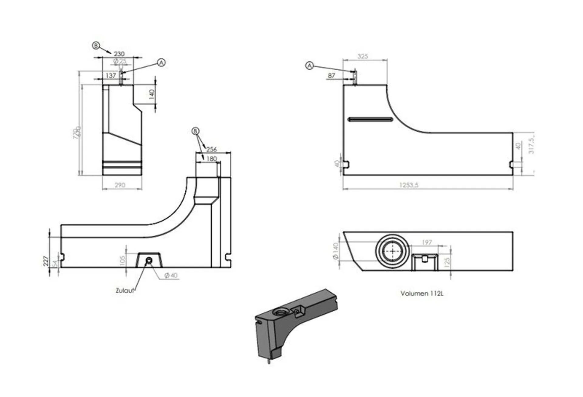 Aplast Frischwassertank für Ducato / Jumper / Boxer / Sprinter / Transit 112 Liter