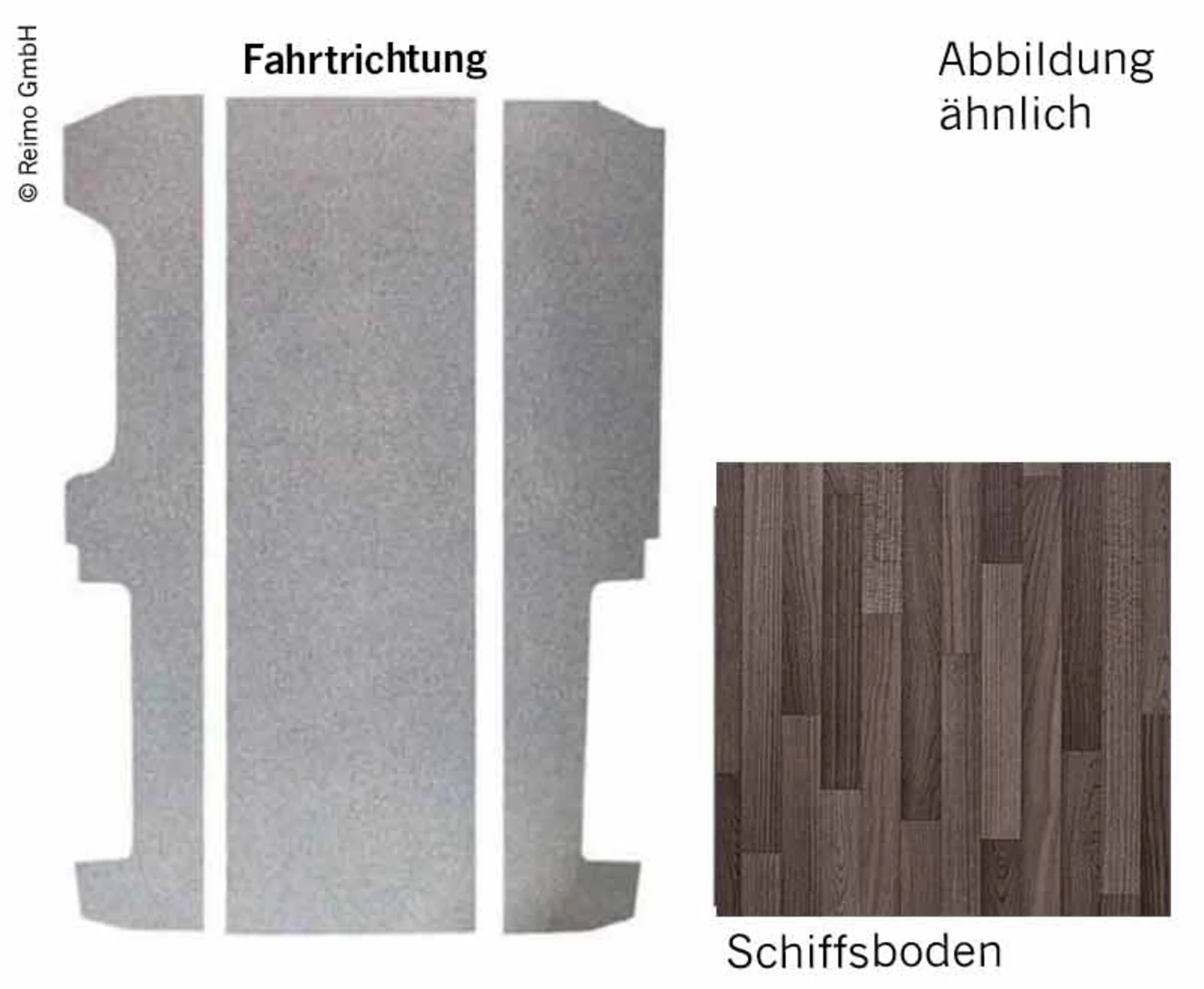 Plaque de plancher VW T6/T5 LR V3000 en 3 parties, 997 mm, décor « plancher de bateau », VW d'entrée de gamme