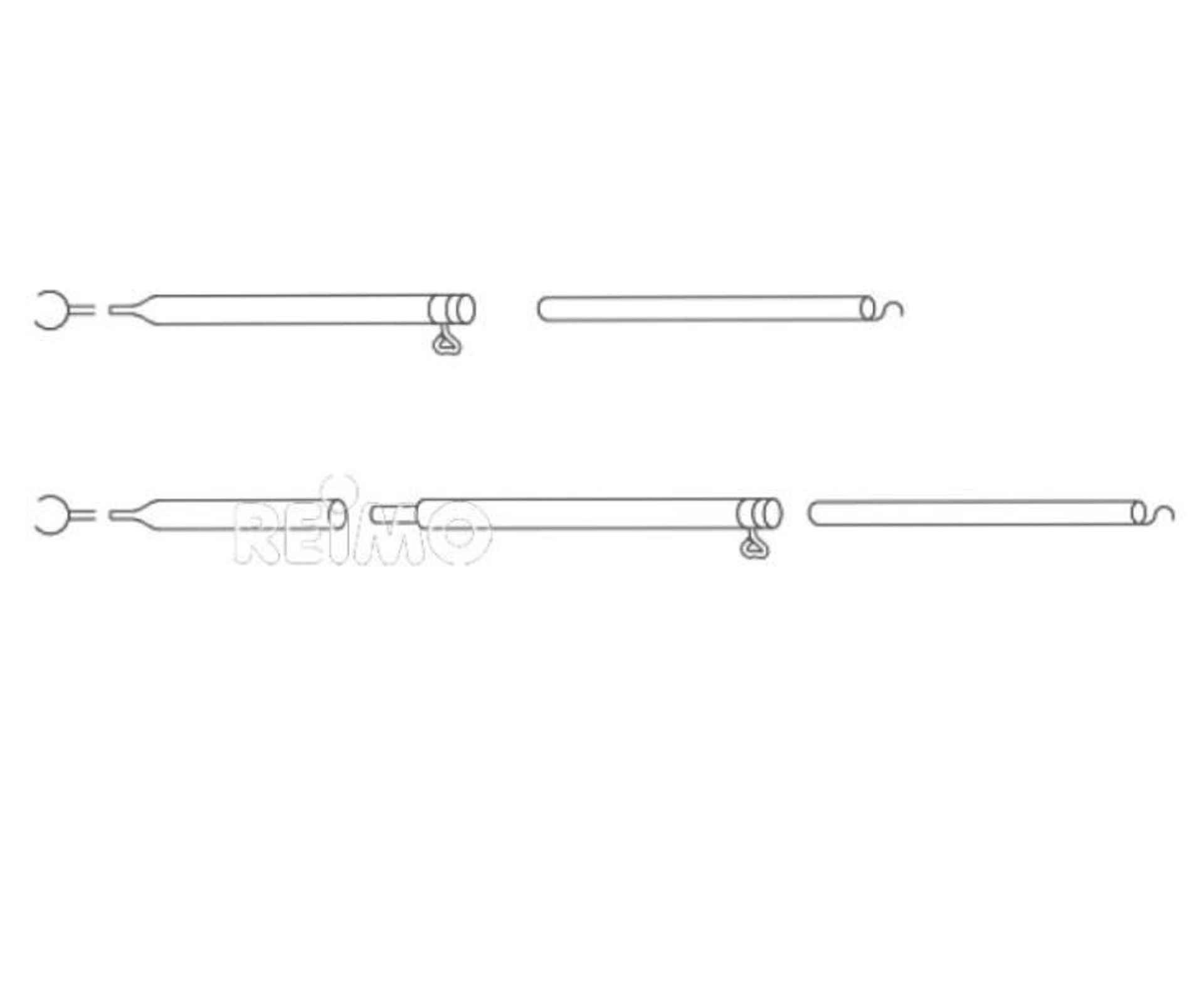 Stahl Spannstange für Dachauflagen, 120-200cm, 3-teilig mit beidseitigen Rohrschellen (22mm)