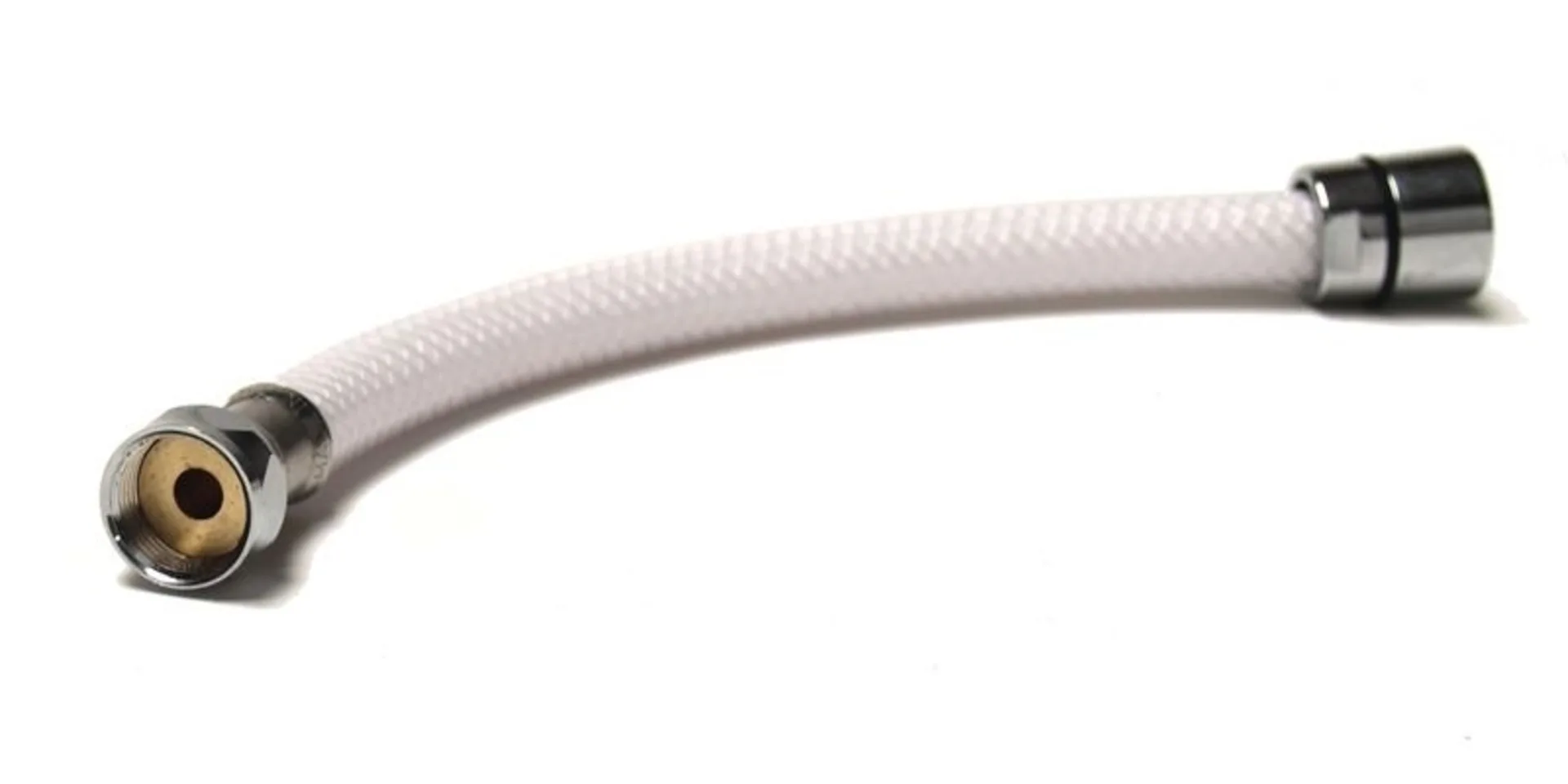 Tuyau de douche blanc de 1.6 m de long, raccords 3/8 pouces et 1/2 pouces