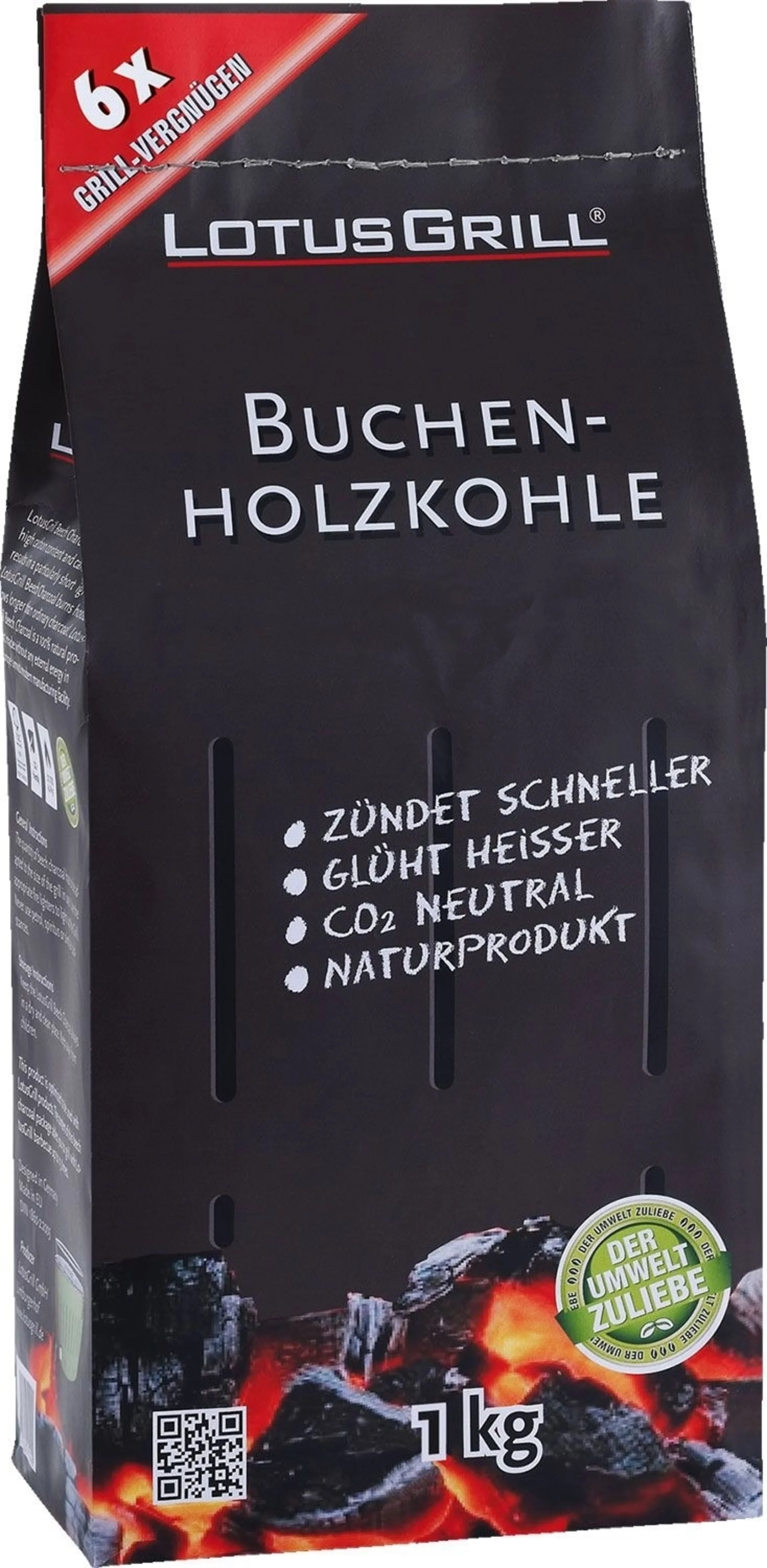 Charbon de hêtre Lotus pour barbecues au charbon de bois 1 kg