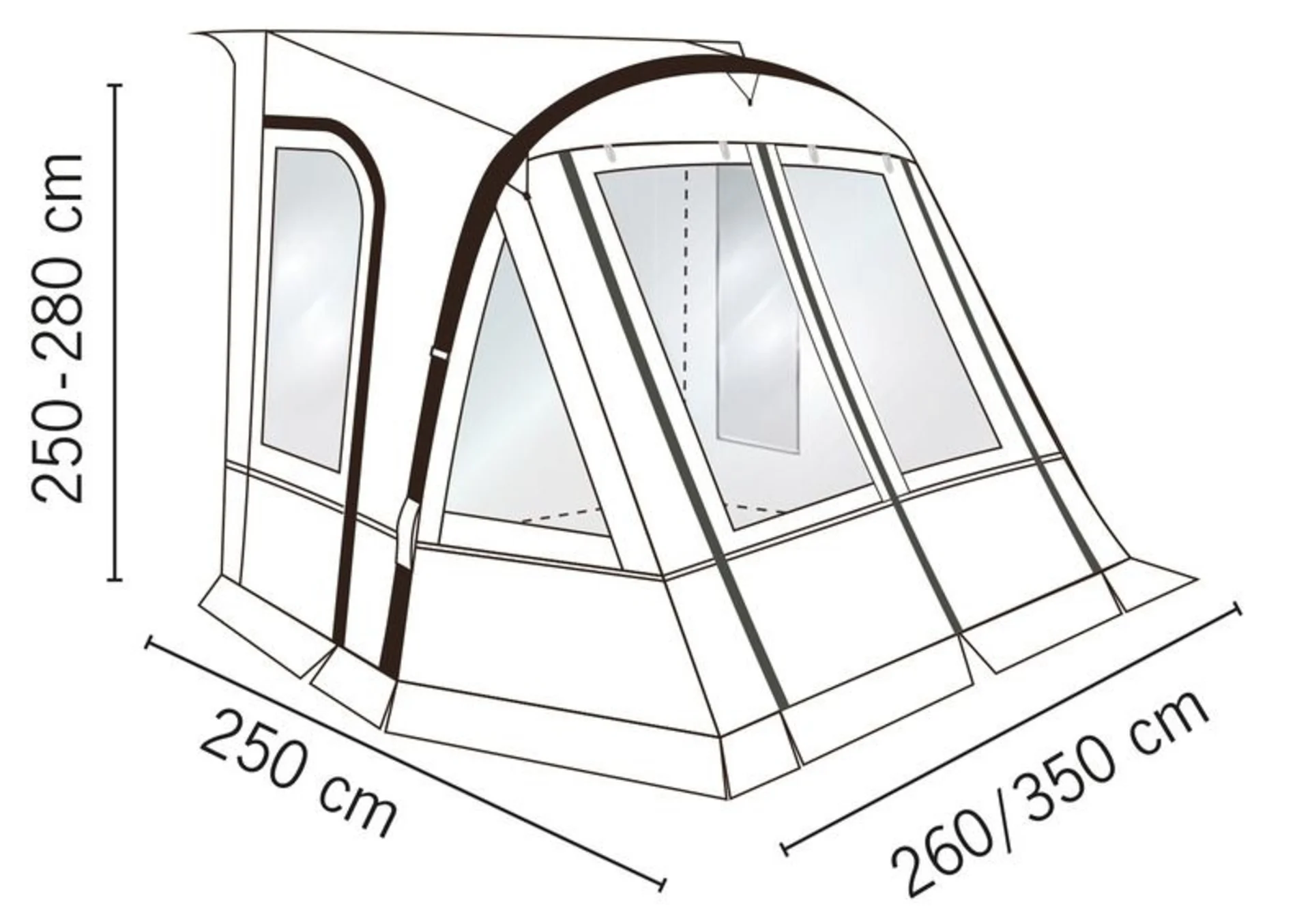 Aufblasbares Reisemobilvorzelt One Beam Air High mit schnellem Aufbau durch nur einen Luftschlauch