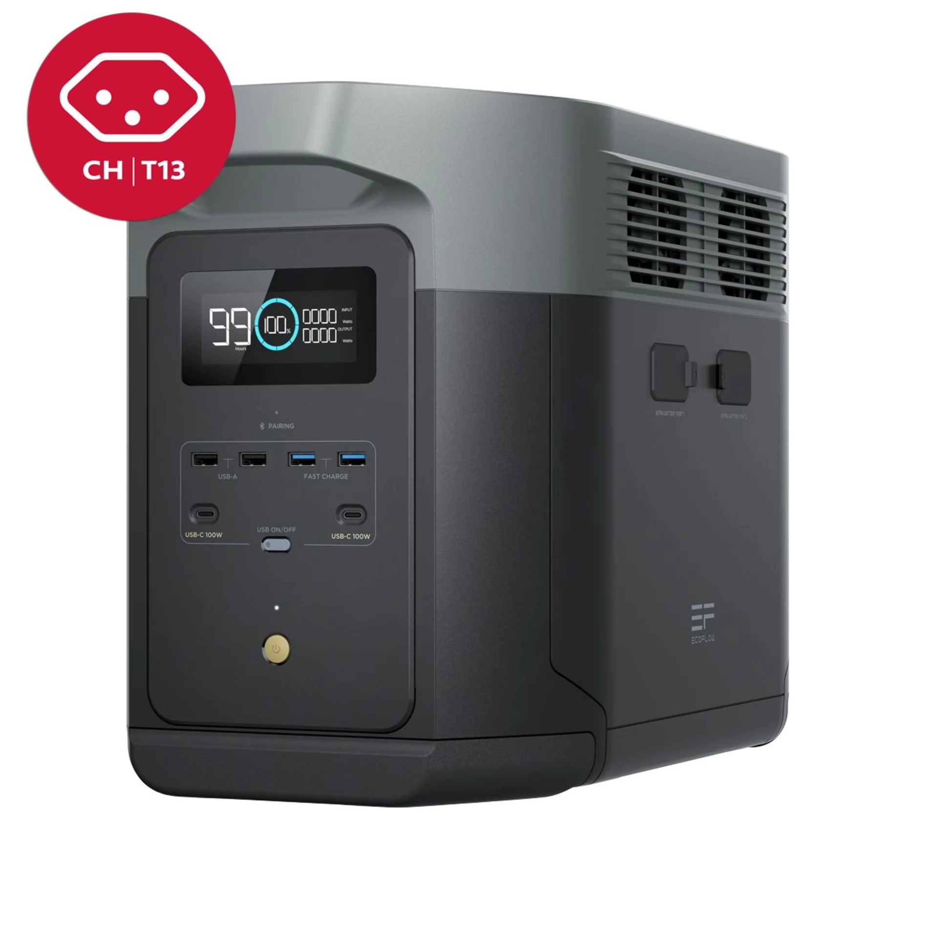 EcoFlow Power Station Delta 2 Max 2’048 Wh Portable Powerbox mit eingebautem 2’400 W Sinus Wechselrichter
