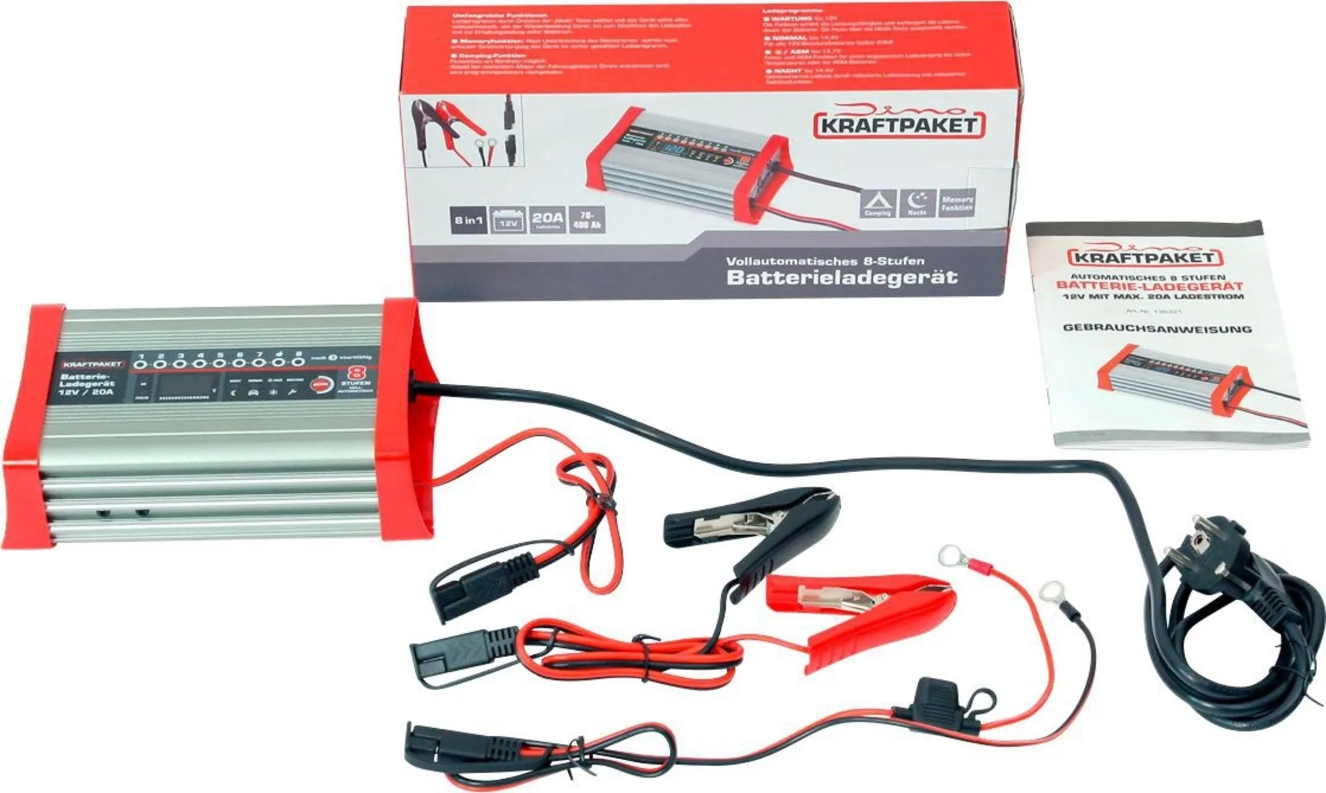 Dino Kraftpaket Ladegerät mit Campingfunktion 12 V / 20 A