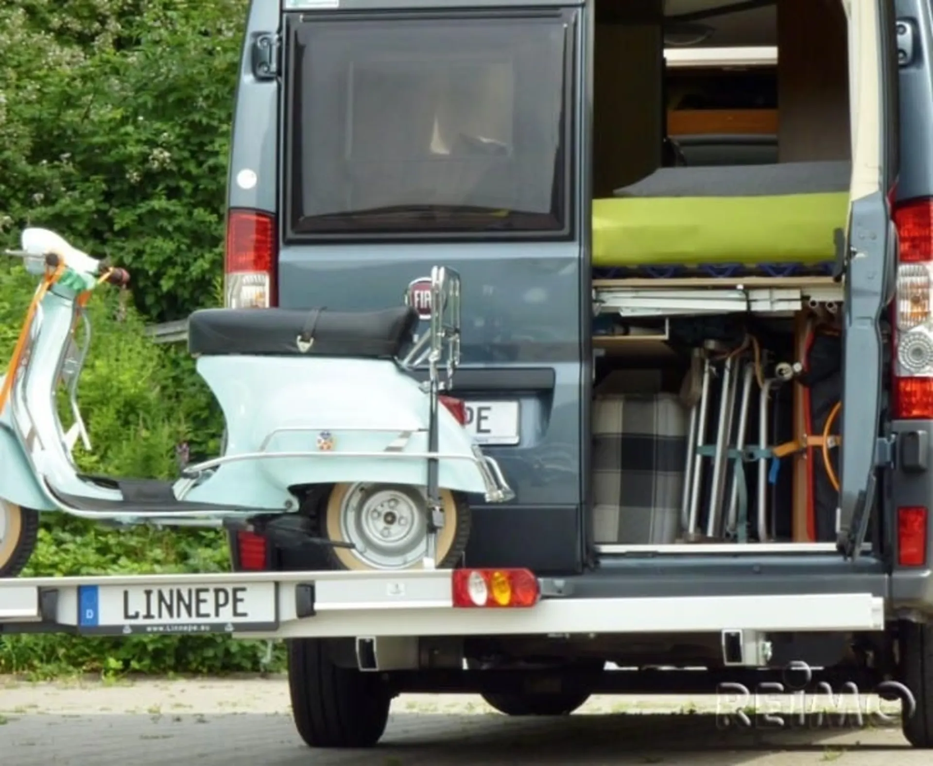 Motorradträger für Kastenwagen mit 6.4 Meter Länge - Passend für Fiat Ducato X250/290, Peugeot Boxer und Citroen Jumper ab Baujahr 2007