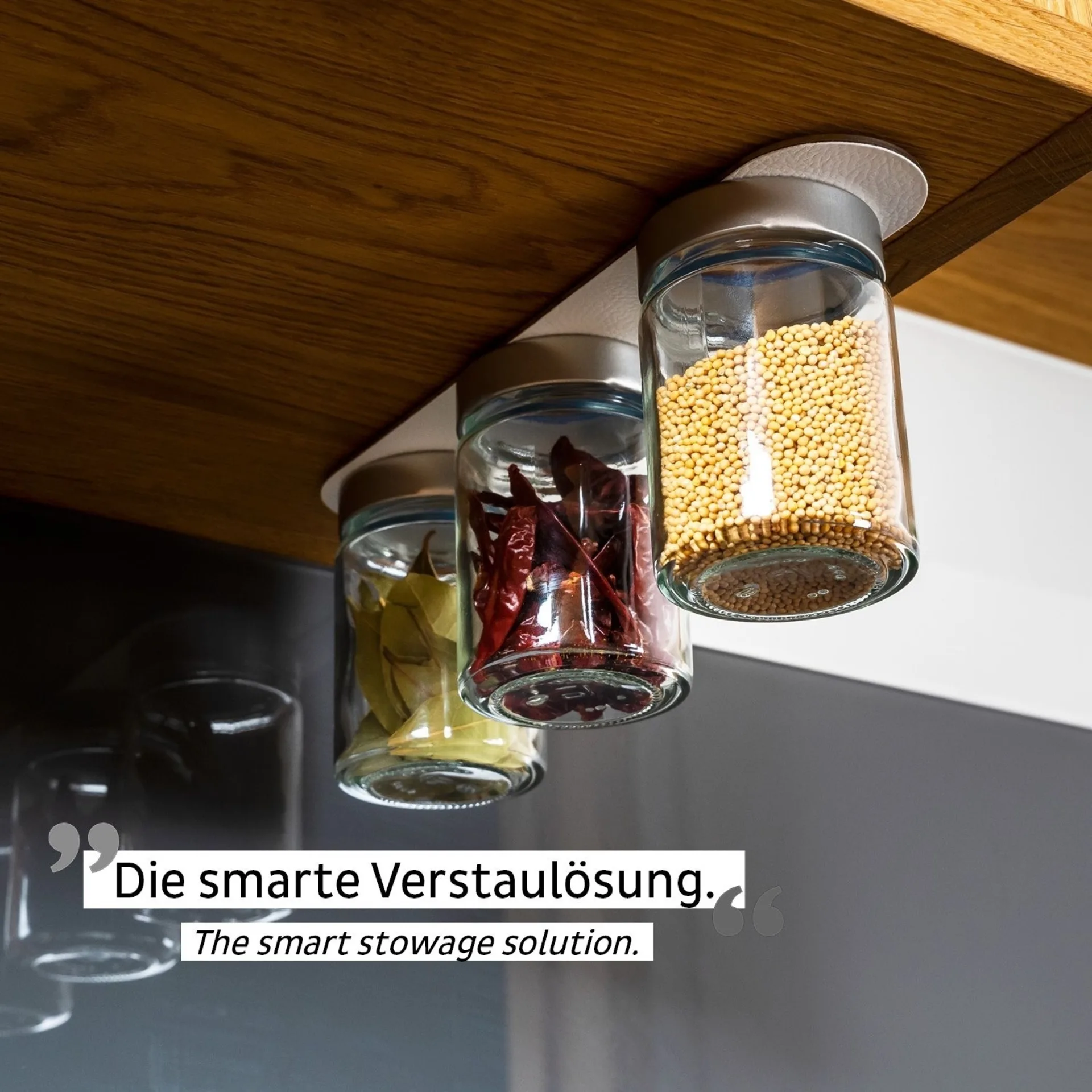 silwy® Feinkost-Magnetgläser 3er-Set White Classy inkl. Metallleiste (192 ml)