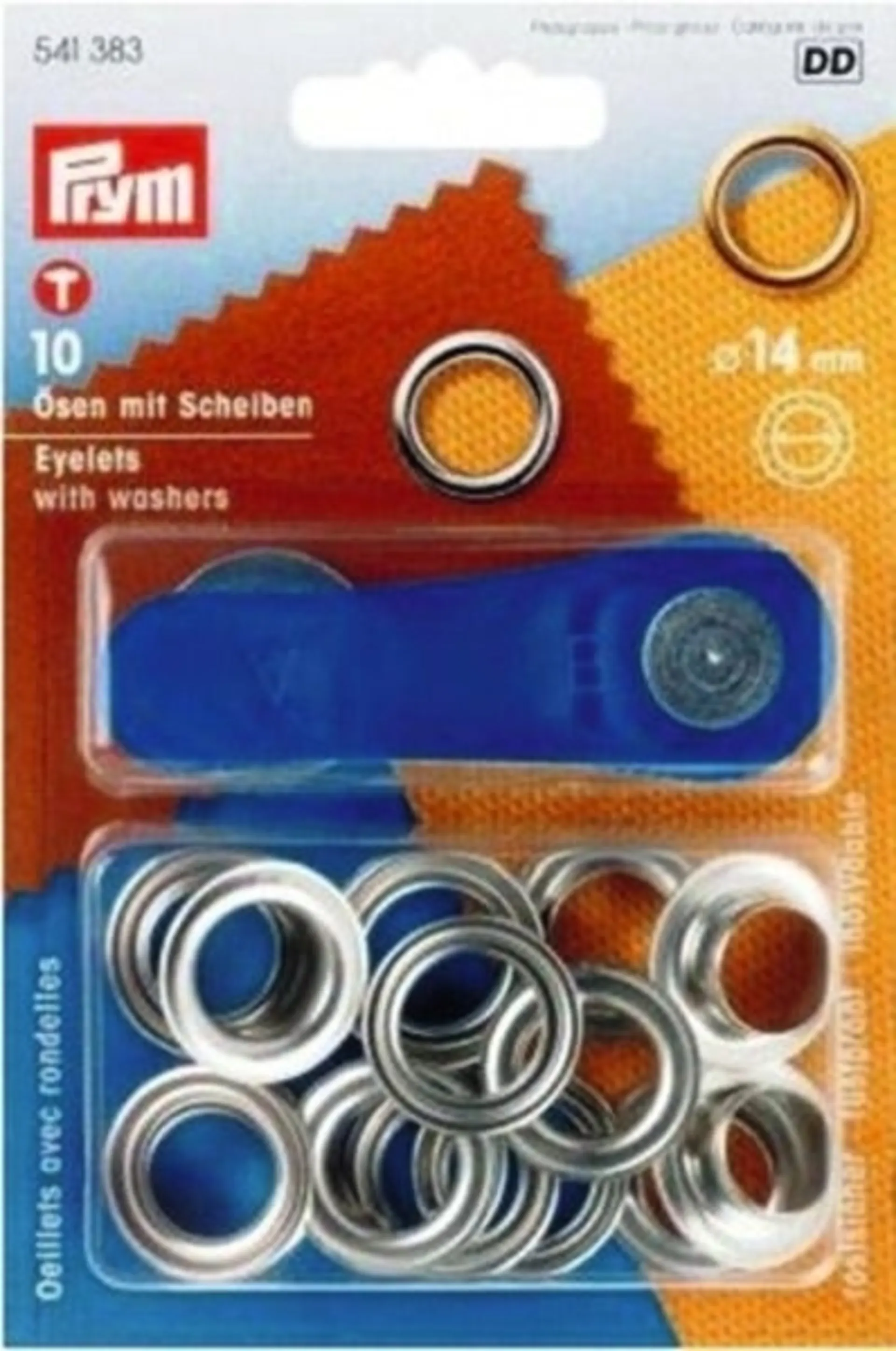 Set aus 10 silberfarbigen Ösen und Scheiben, Durchmesser 14mm