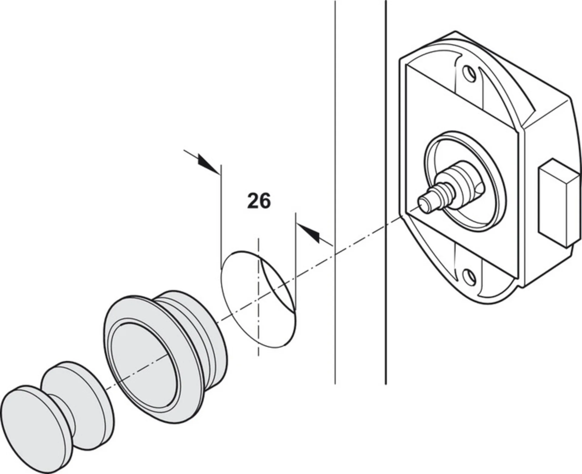 Aufschraub-Riegelschloss Push-Lock - Einseitig bedienbar - Braun Aufschraub-Riegelschloss Push-Lock - Einseitig bedienbar - Braun