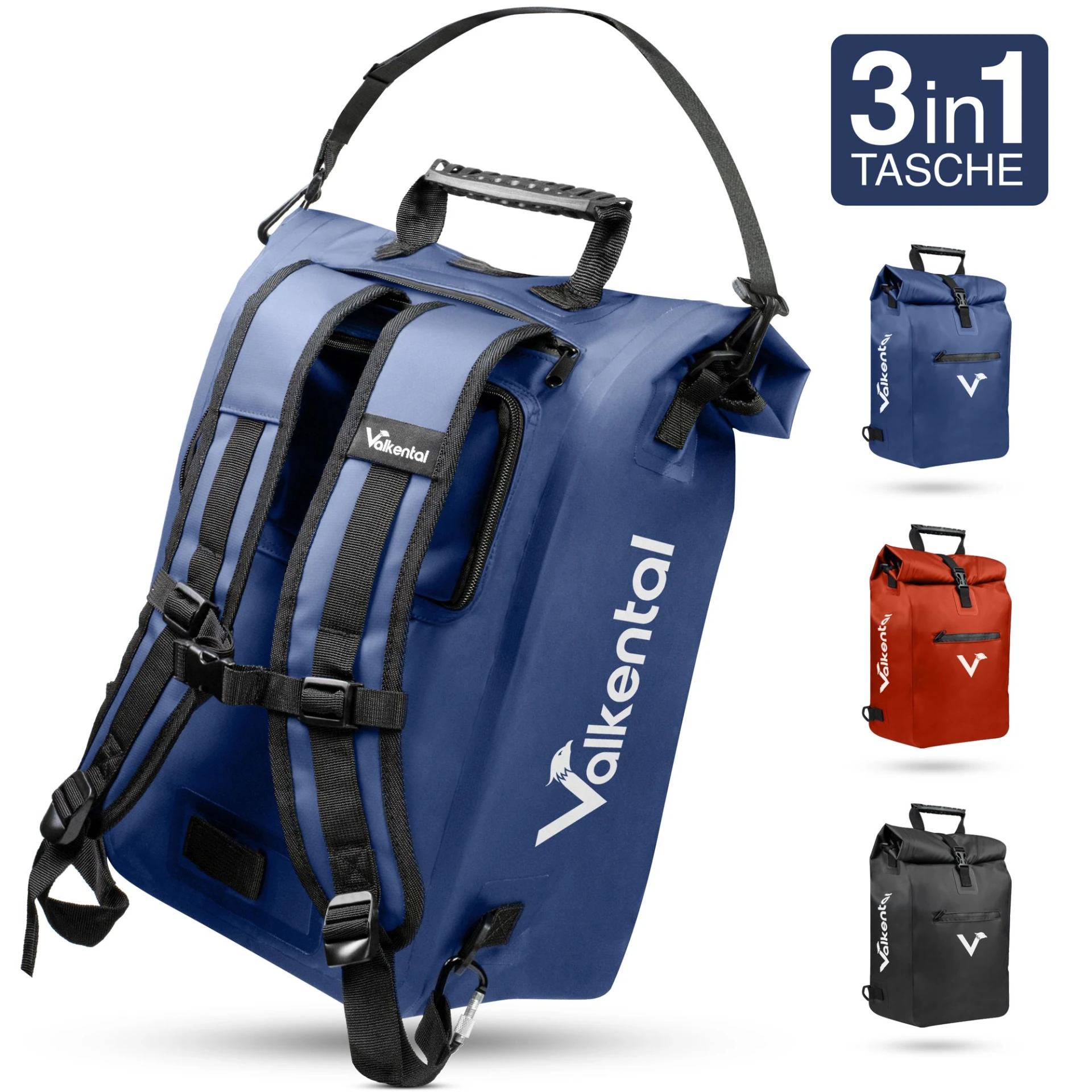 Valkental ValkOne 3-in-1 Fahrradtasche 25 Liter blau