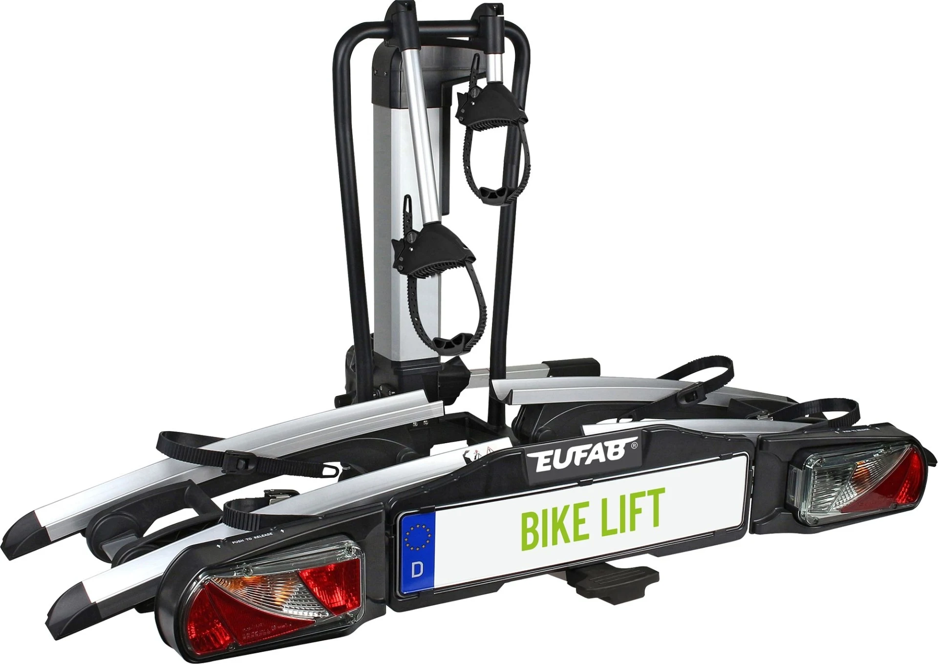 Porte-vélos Eufab Bike Lift pour 2 vélos, à fixer sur l'attelage, noir
