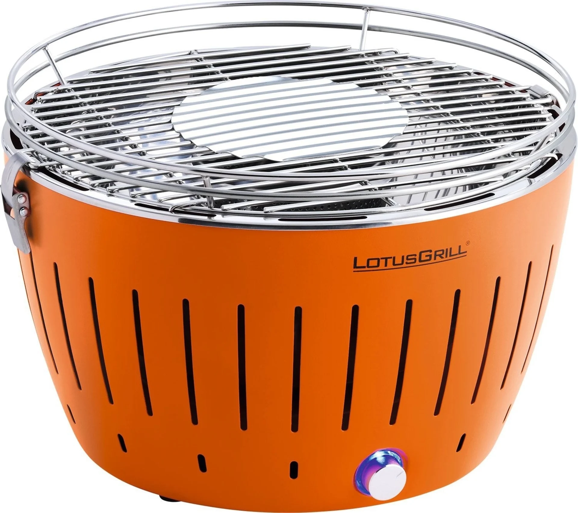 LotusGrill Holzkohlegrill mit Tragetasche Mandarineorange