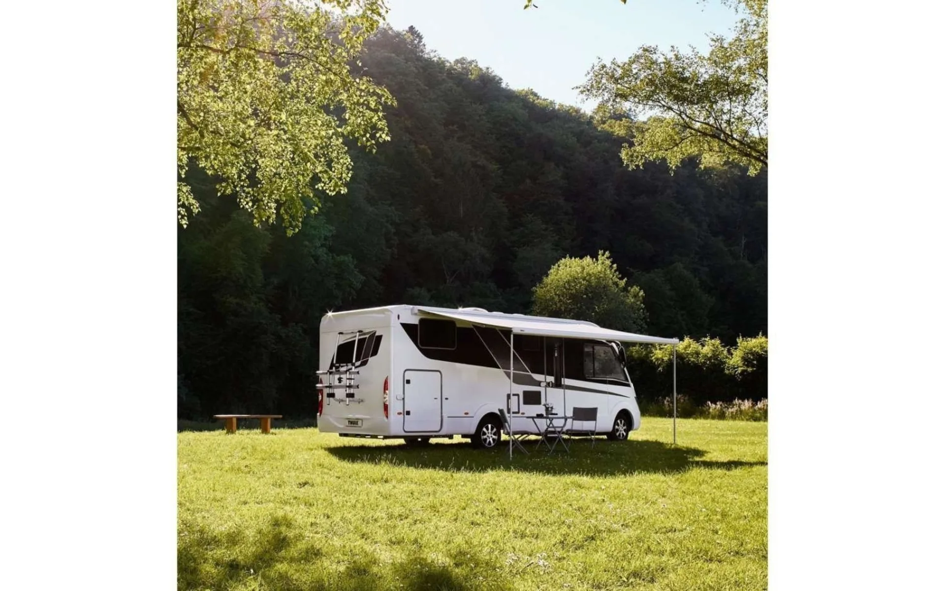 Thule Omnistor 5200 Wandmarkise Gehäusefarbe Weiß Tuchfarbe Mystic Grau 1,9 Meter