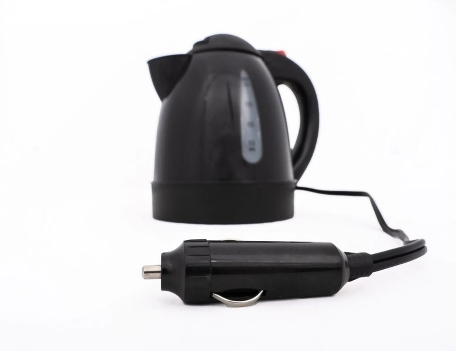 Wasserkocher 12V/150W mit 1 Liter Fassungsvermögen und verdeckter Heizspirale in Schwarz