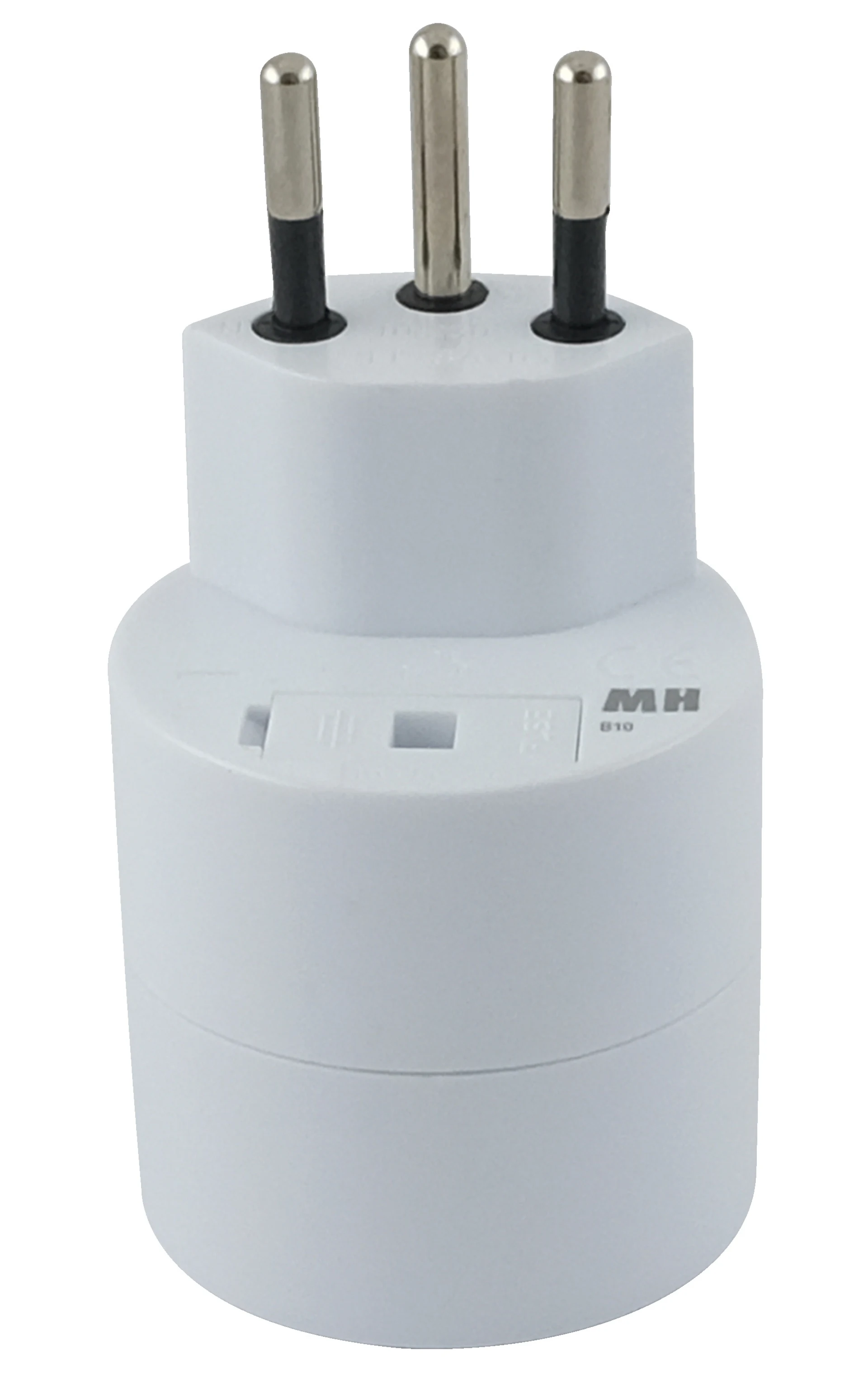 Reiseadapter asymmetrisch, Stecker Typ 12 / Dose Schuko von T12 CH auf Schuko