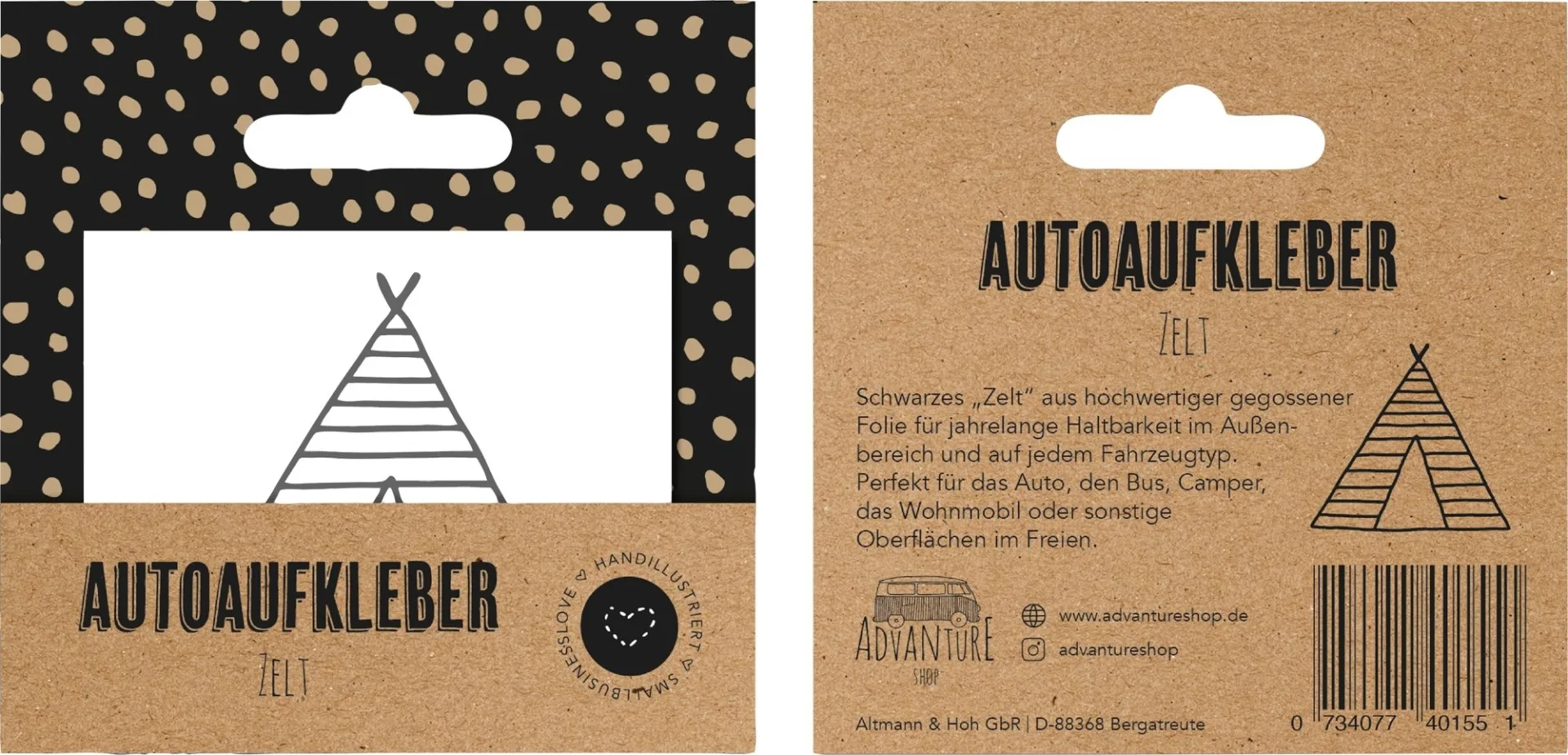Advanture Shop Zelt Autoaufkleber 5,3 x 5cm