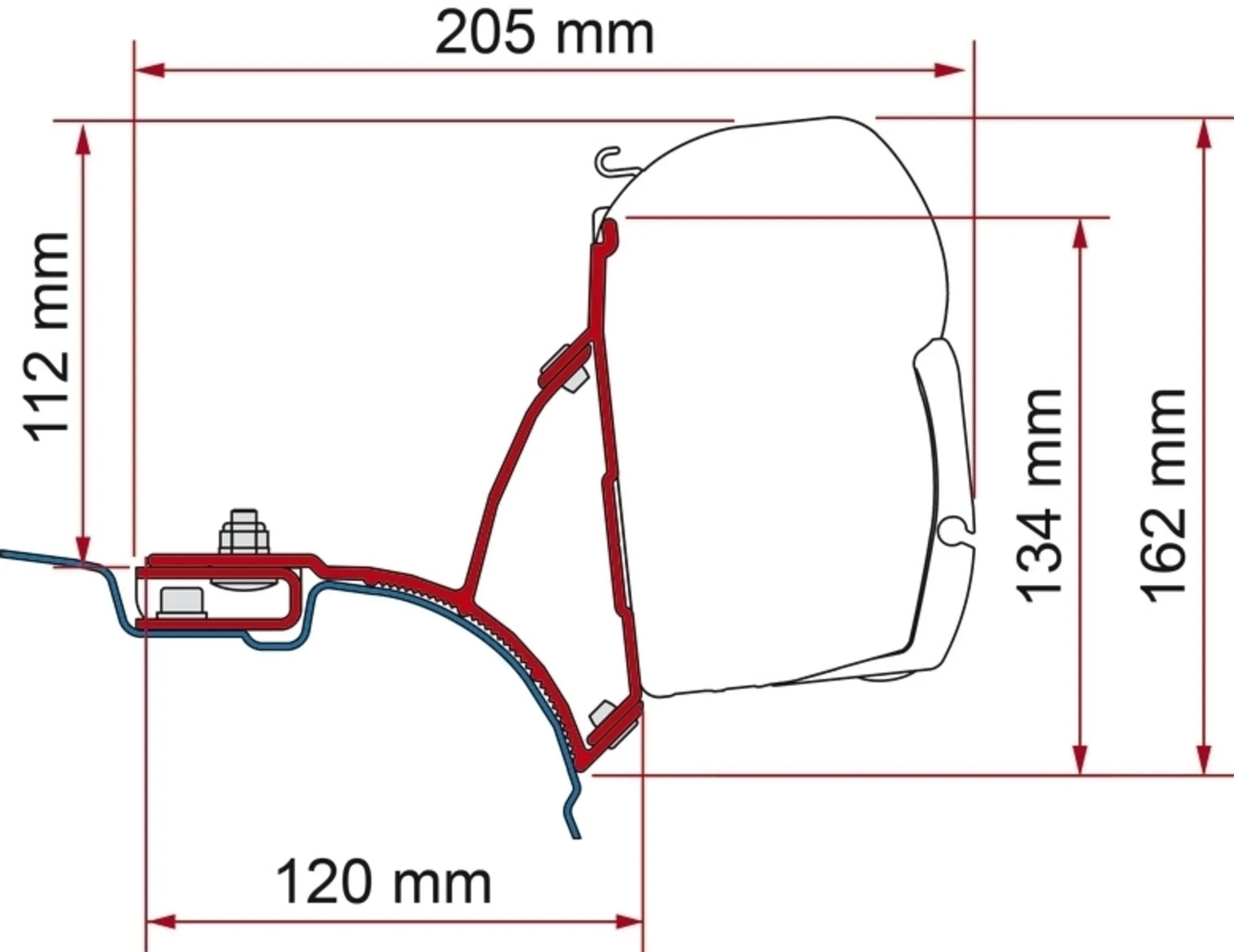 Fiamma Adapter F45 für VW T5/T6 Transporter Multivan - Schwarz - Rechtslenker
