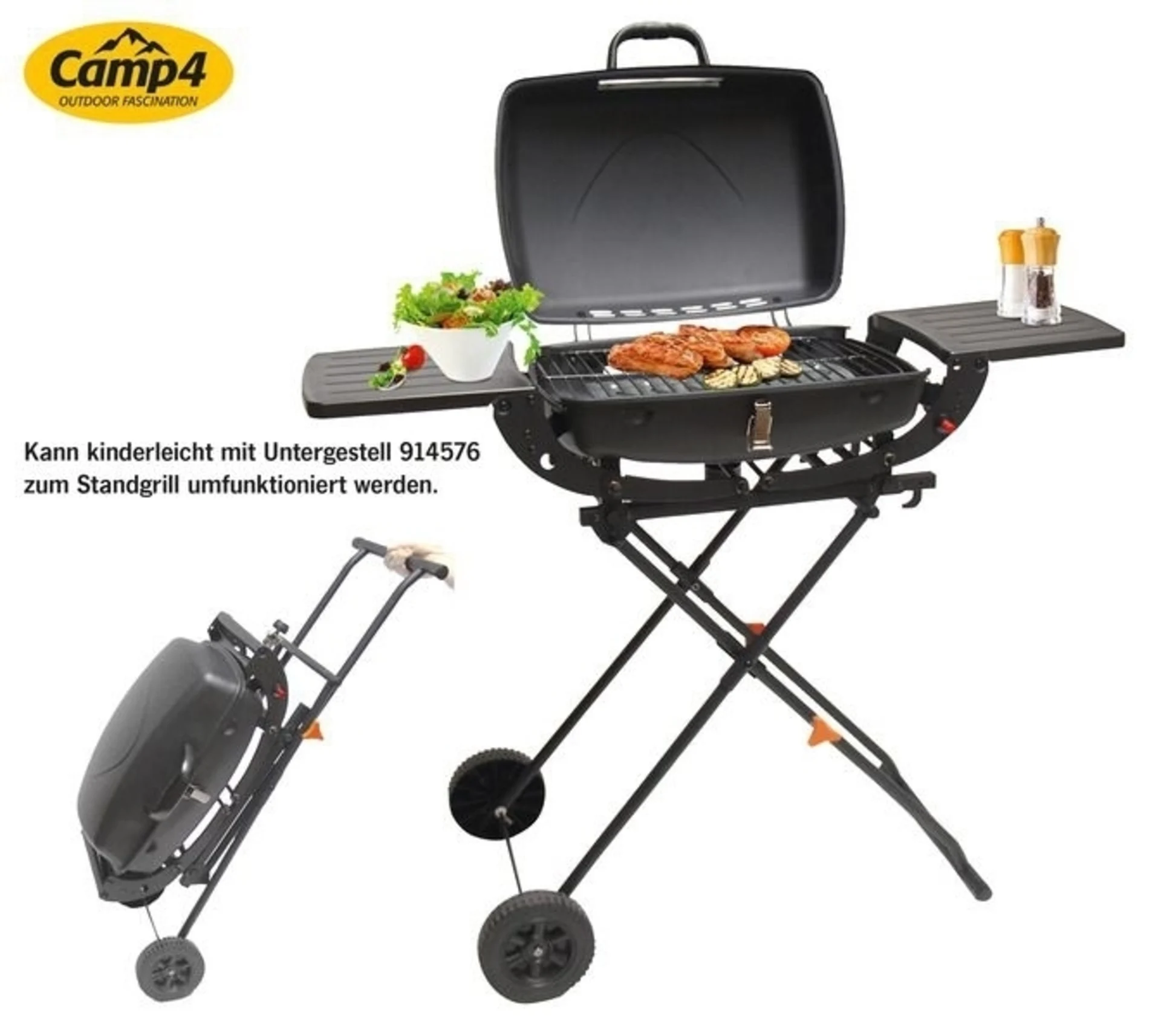 Barbecue à gaz de camping Camp4 Malibu avec 2 plans de travail