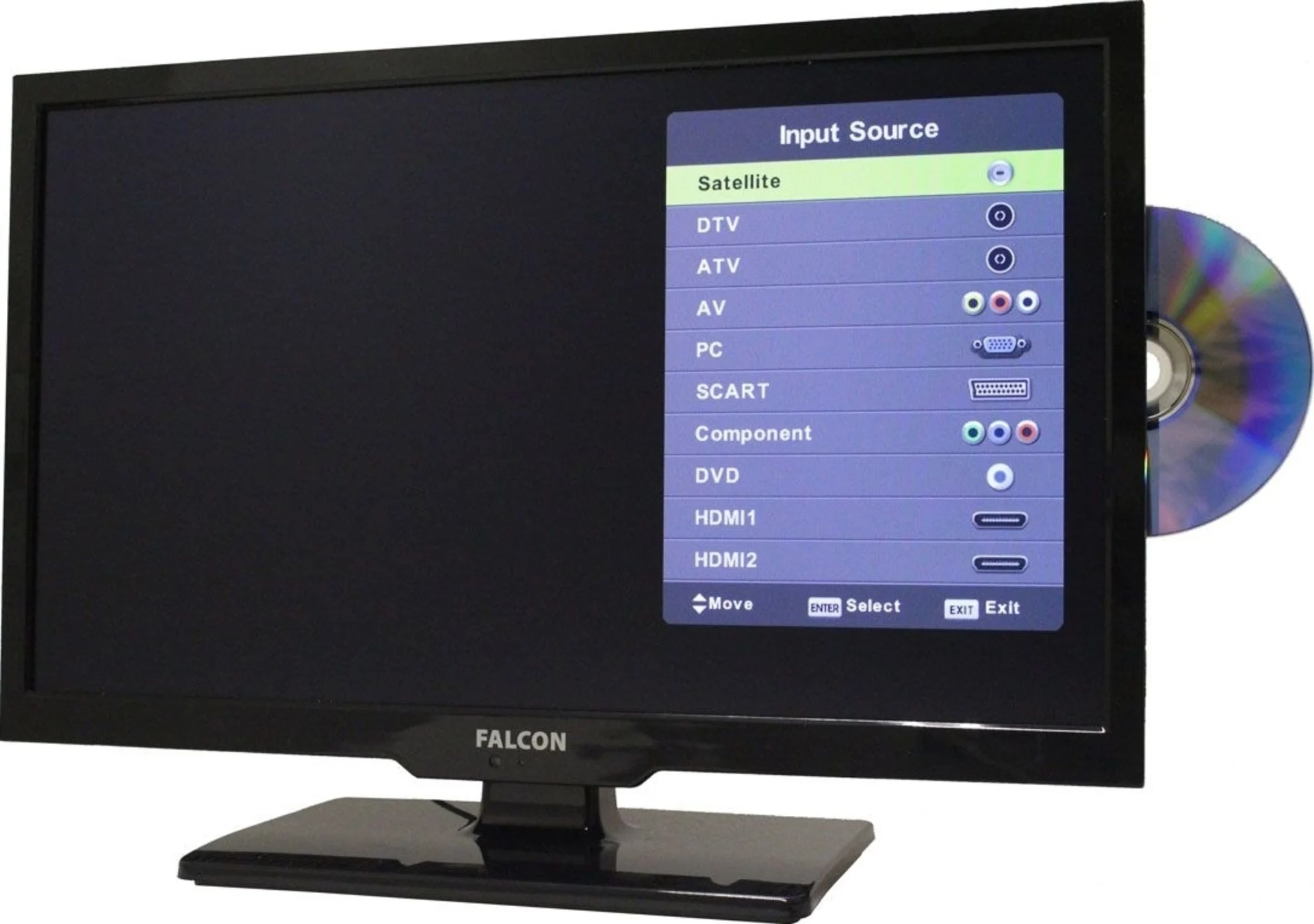 Falcon EasyFind Camping Voyage Téléviseur LED 19 pouces y compris Bluetooth 5.1