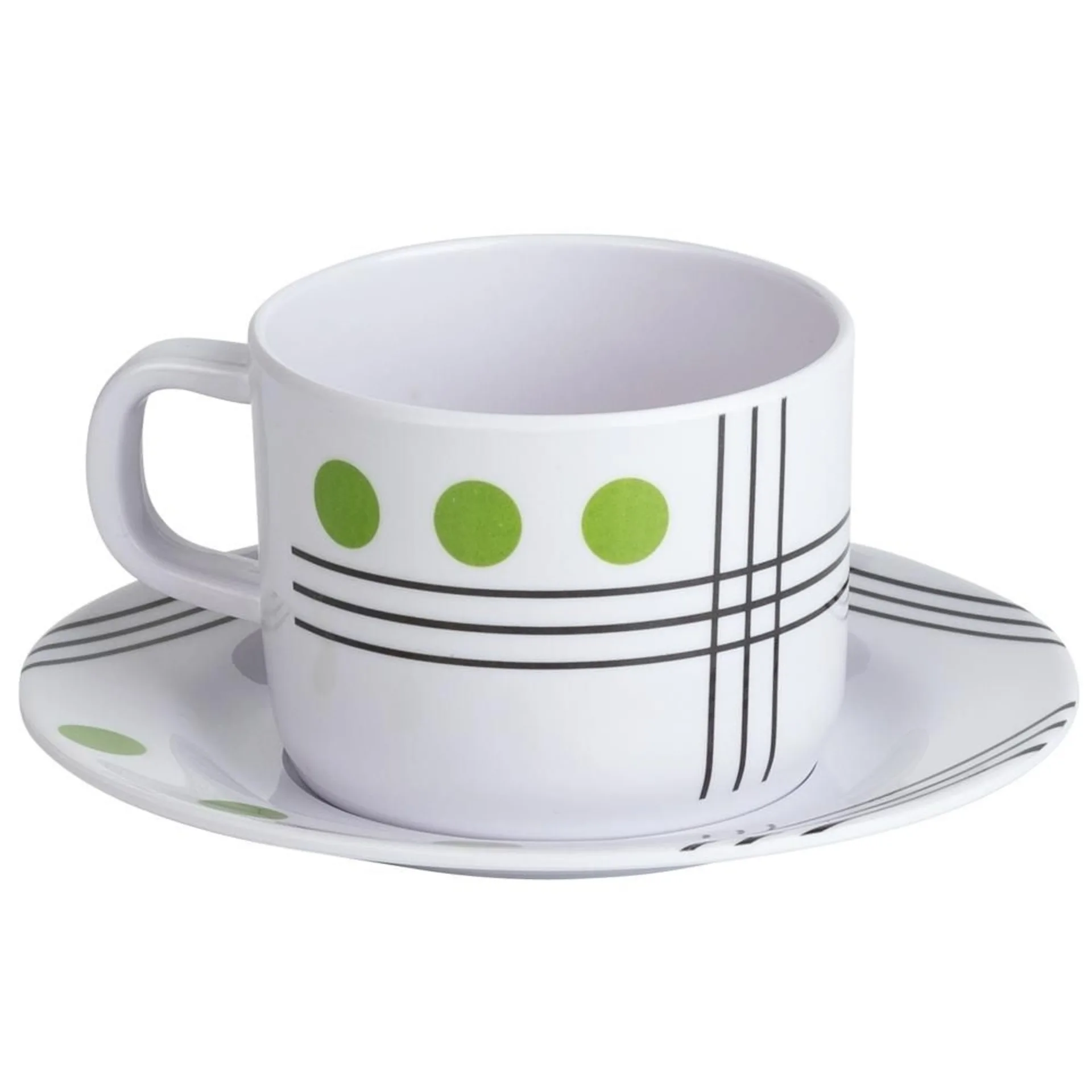 Berger Dots Melamin Tasse mit Untertasse 250 ml grün
