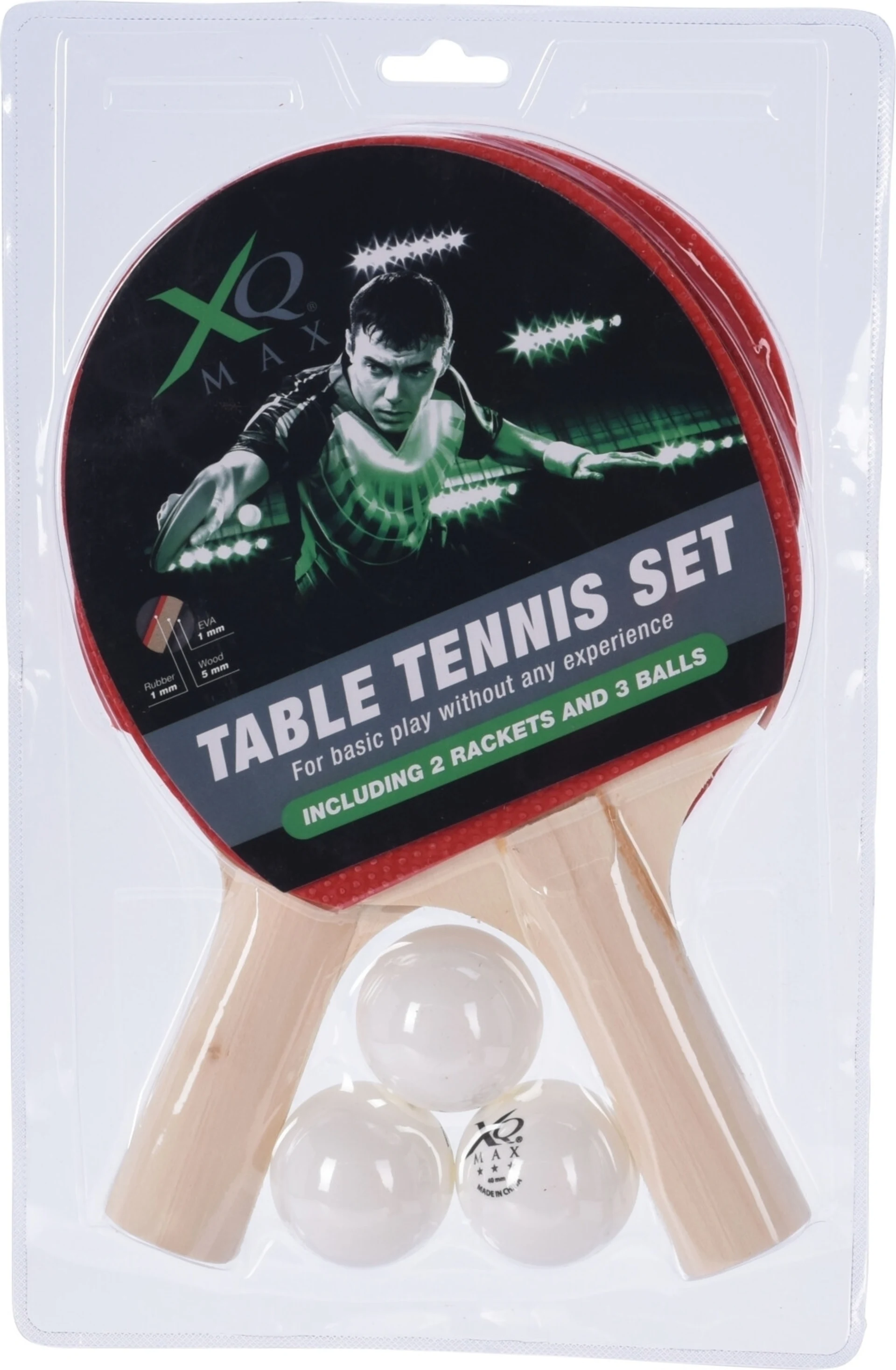 Tischtennis-Set mit 2 Schlägern - 3 Bällen