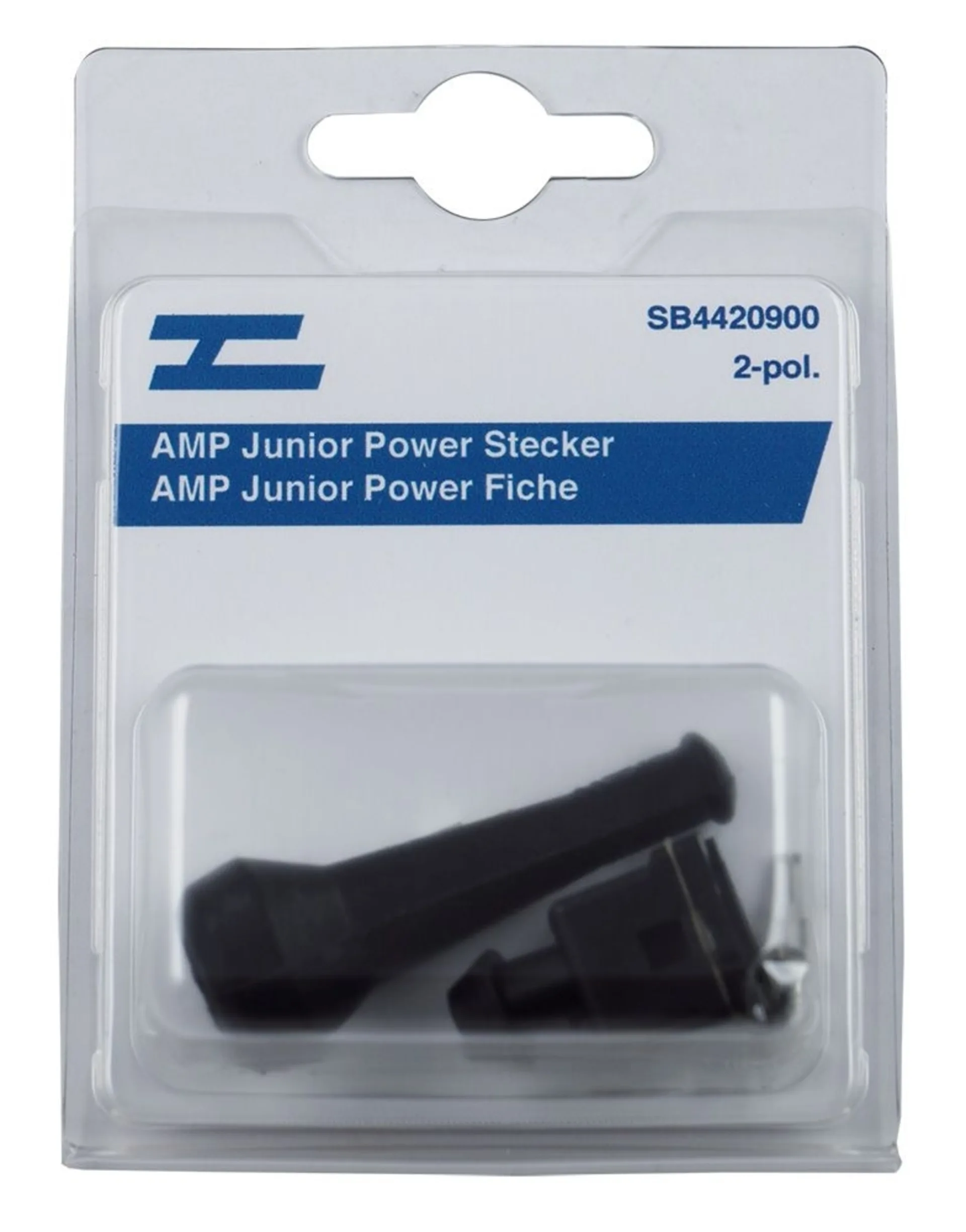 AMP Junior Power - 2-pol komplett Steckgehäuse, Kappe und 3 Flachsteckhülsen