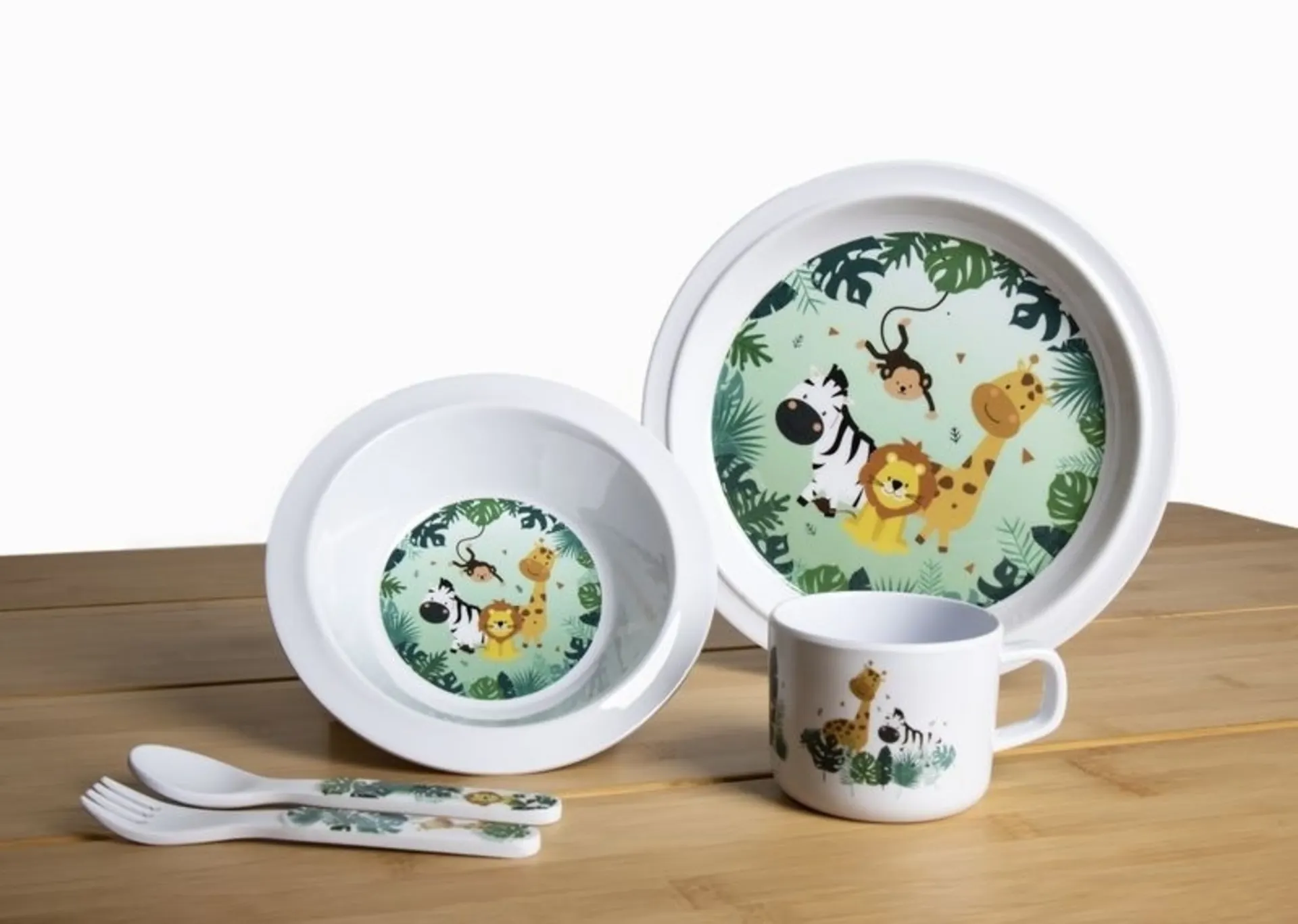 Set de vaisselle pour enfants SAFARI - Set de vaisselle en mélamine 5 pièces pour enfants