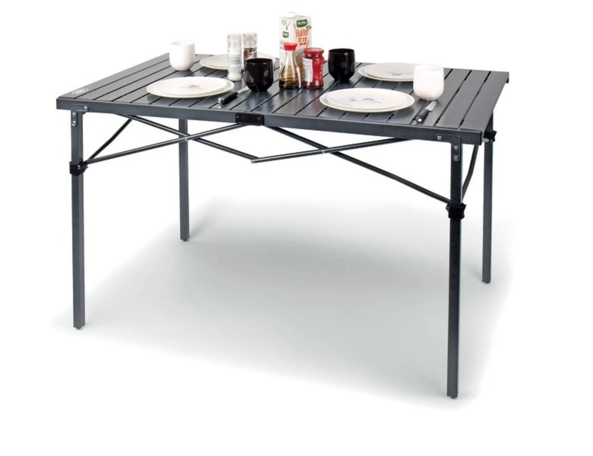 Table de camping RAUMA II - Table à roulettes stable en aluminium au look élégant