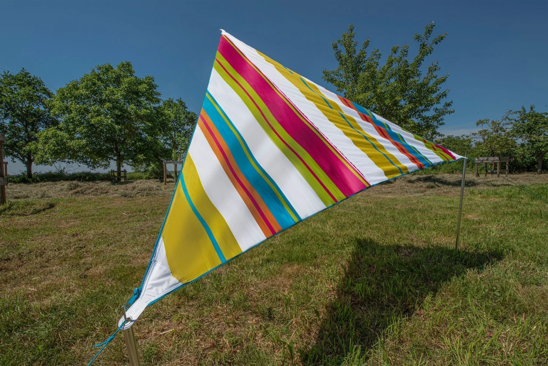 Bent Sonnensegel Zip-Canvas Karibik Design weiß gestreift