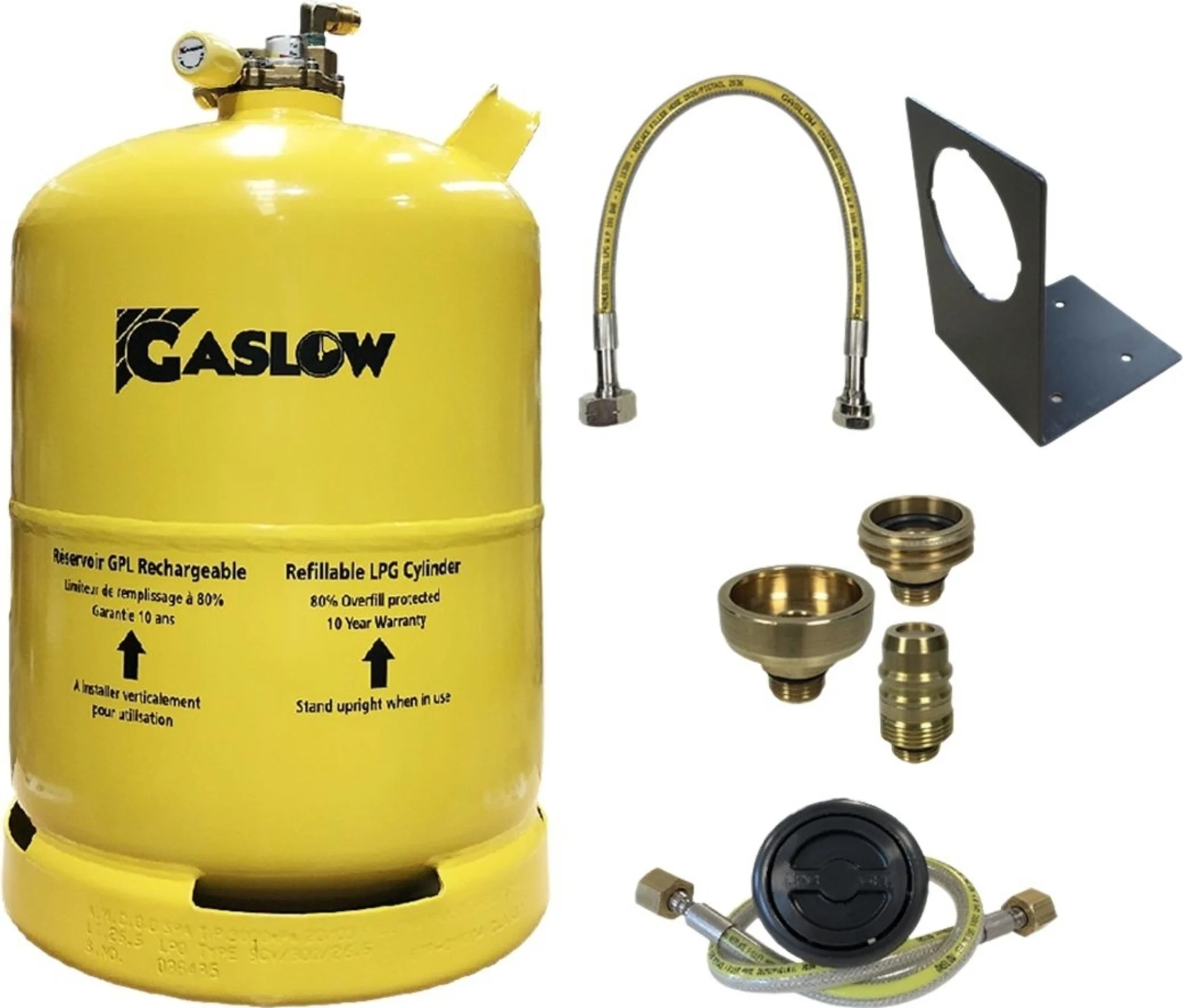 Kit de cylindres GPL Gaslow avec goulot de remplissage et support de goulot 11 kg