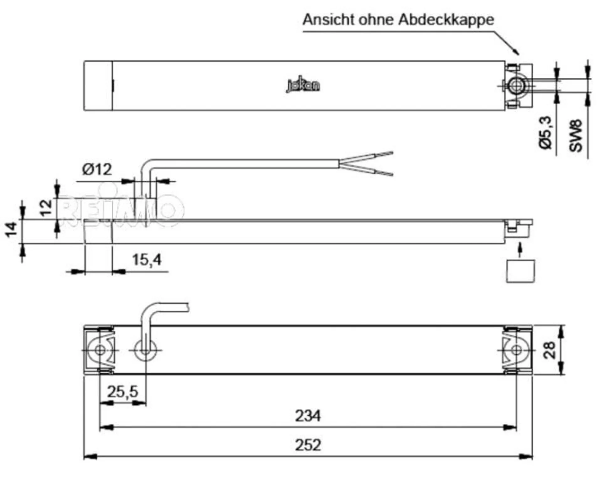 LED-Bremsleuchte rot/chrome, 9-32V, 2.2 W IP67, 500 mm Kabel