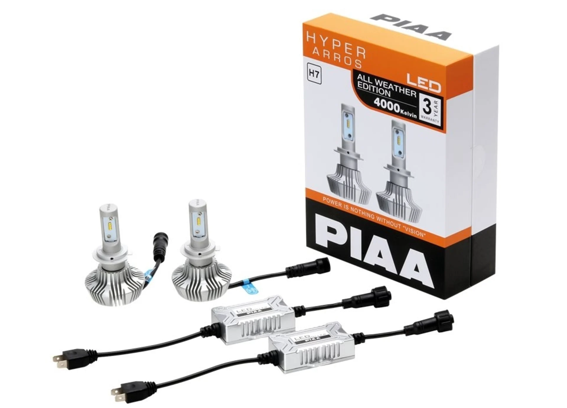 2 ampoules LED H7 12/24 V H7 LED, *blanc chaud* 4000 K, 4000 lm