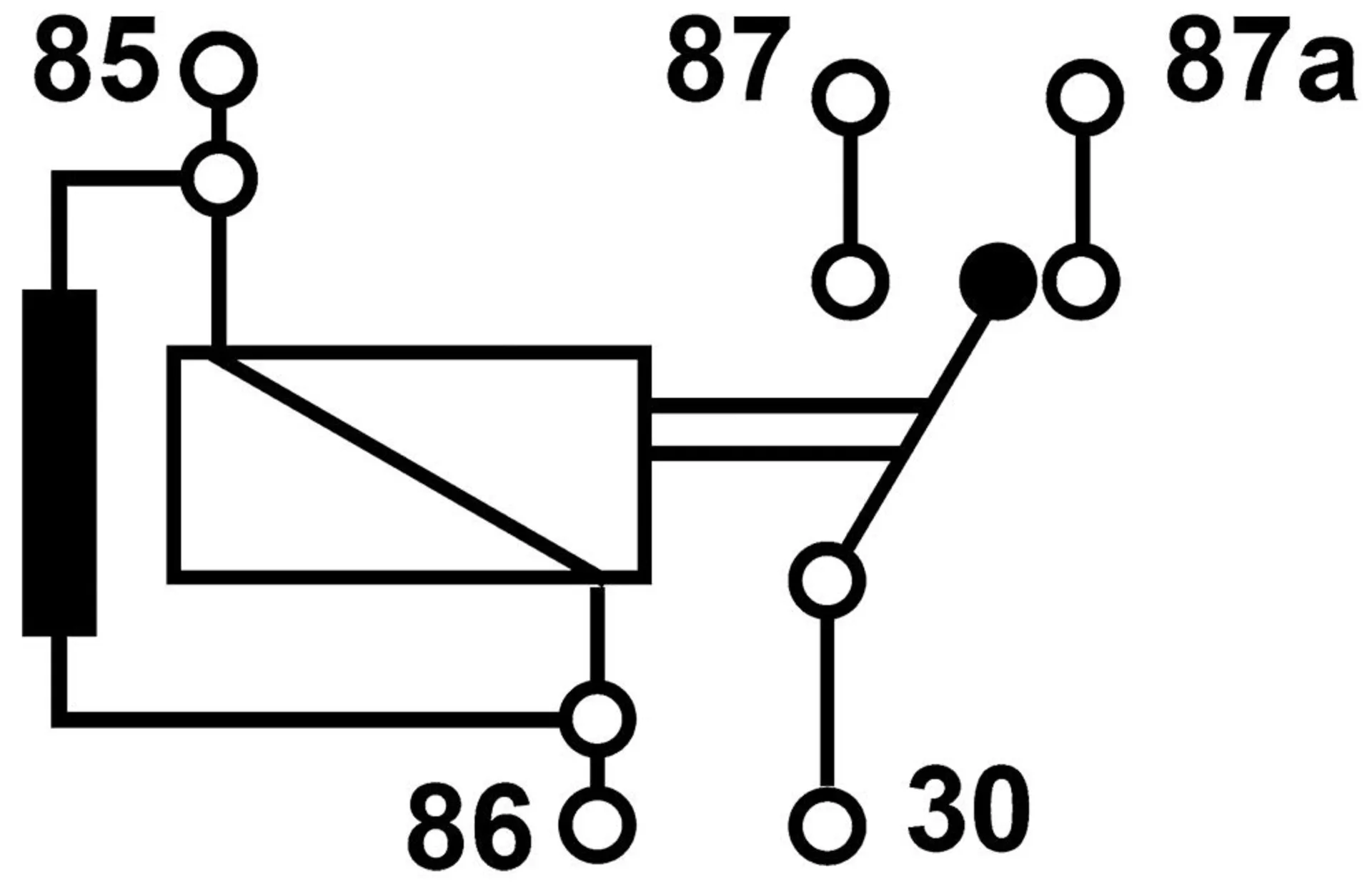 Mini-Relais Wechsler 12V 40/15A, 30-seitl., Widerst. 1 - 2 / 12V 40/15A / Kontakt 30 seitlich