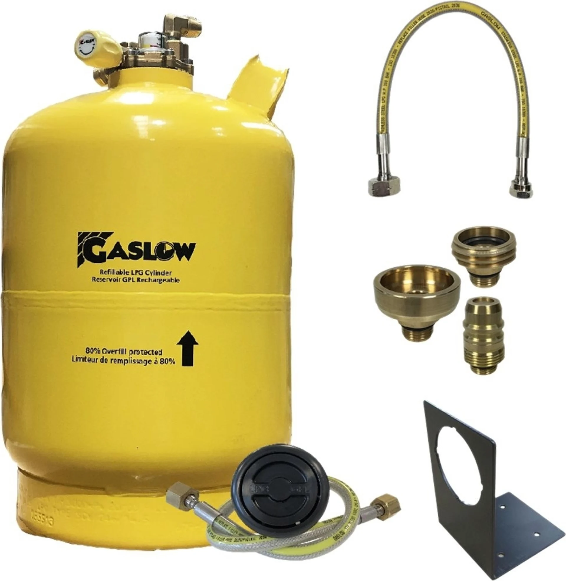Kit de cylindres GPL Gaslow avec goulot de remplissage et support de goulot 6 kg