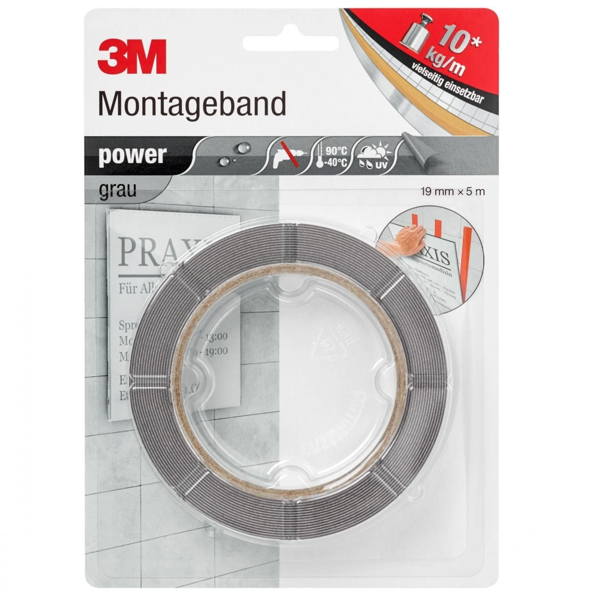 Doppelseitiges Montage-Klebeband grau