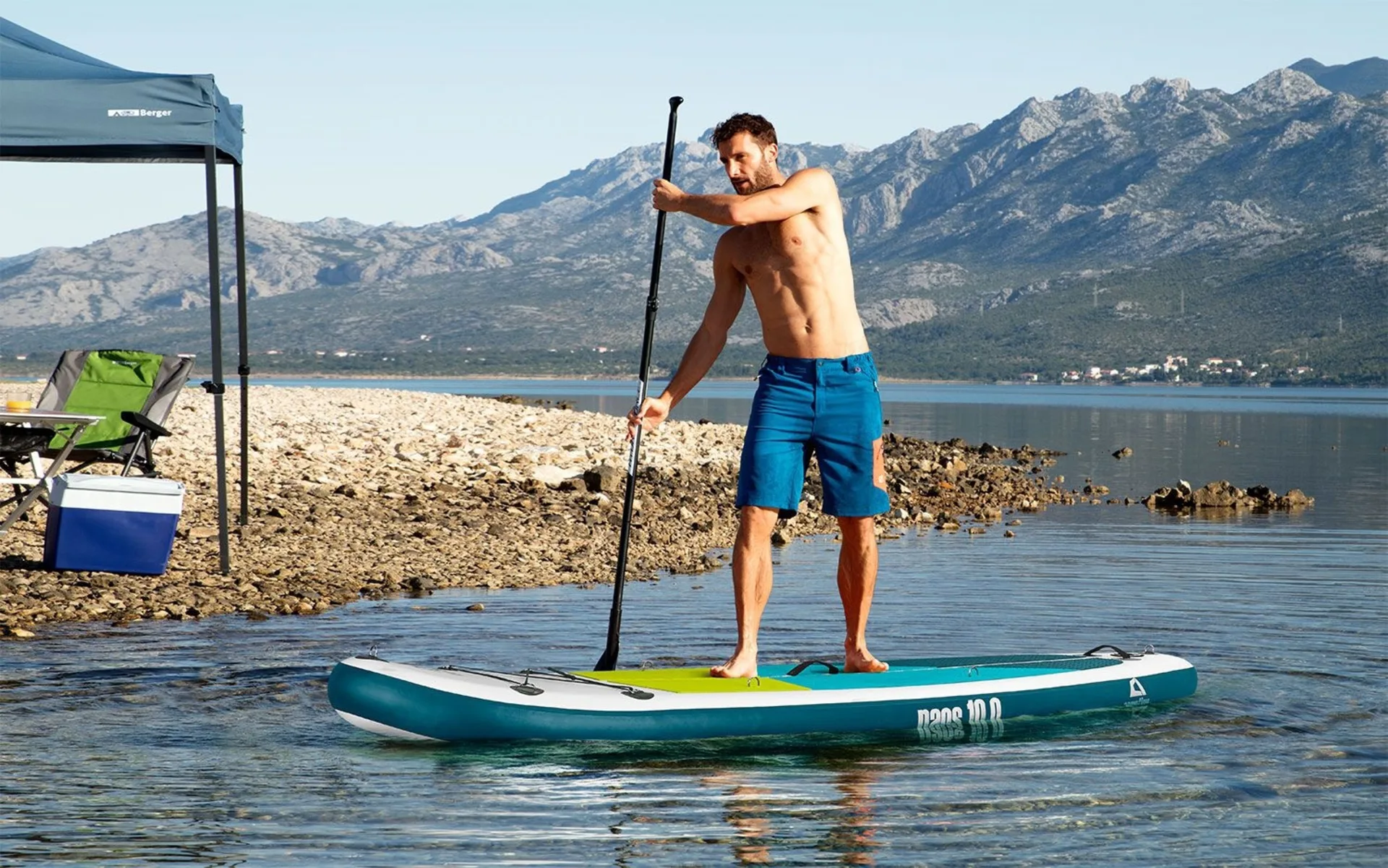 Camptime Naos 10.0 SUP Set planche de stand up paddling gonflable y compris pagaies et pompe à air