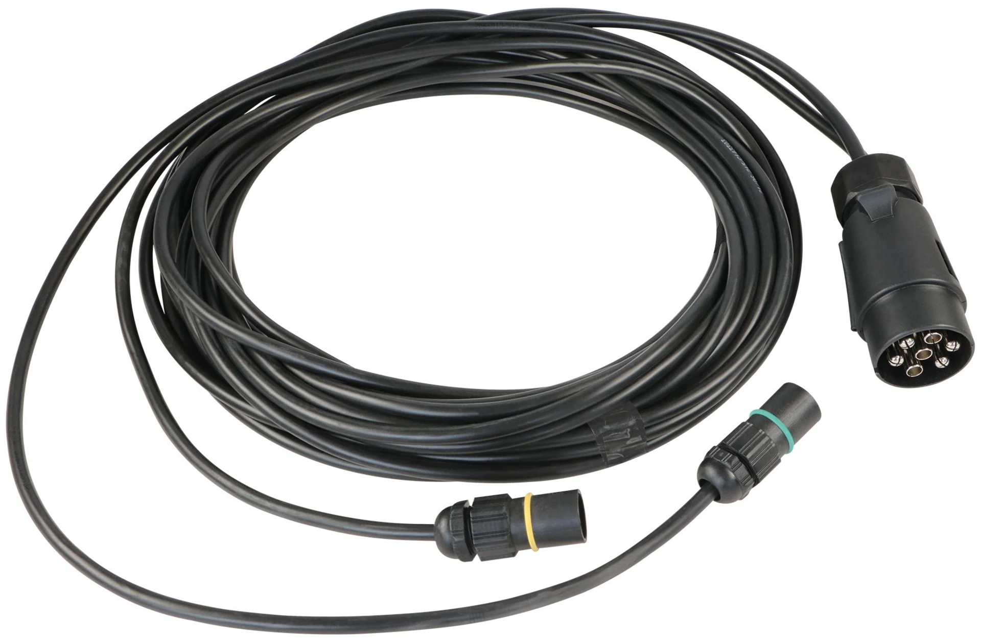 Kabelsatz (Verteilerkabel) zu UBMLED... 1 Kabelsatz 6.5 m mit 2 x 4-Pin-Stecker (Seite Schlussleuchten) und 1 x 7-pol-Stecker (Seite Fahrzeug)