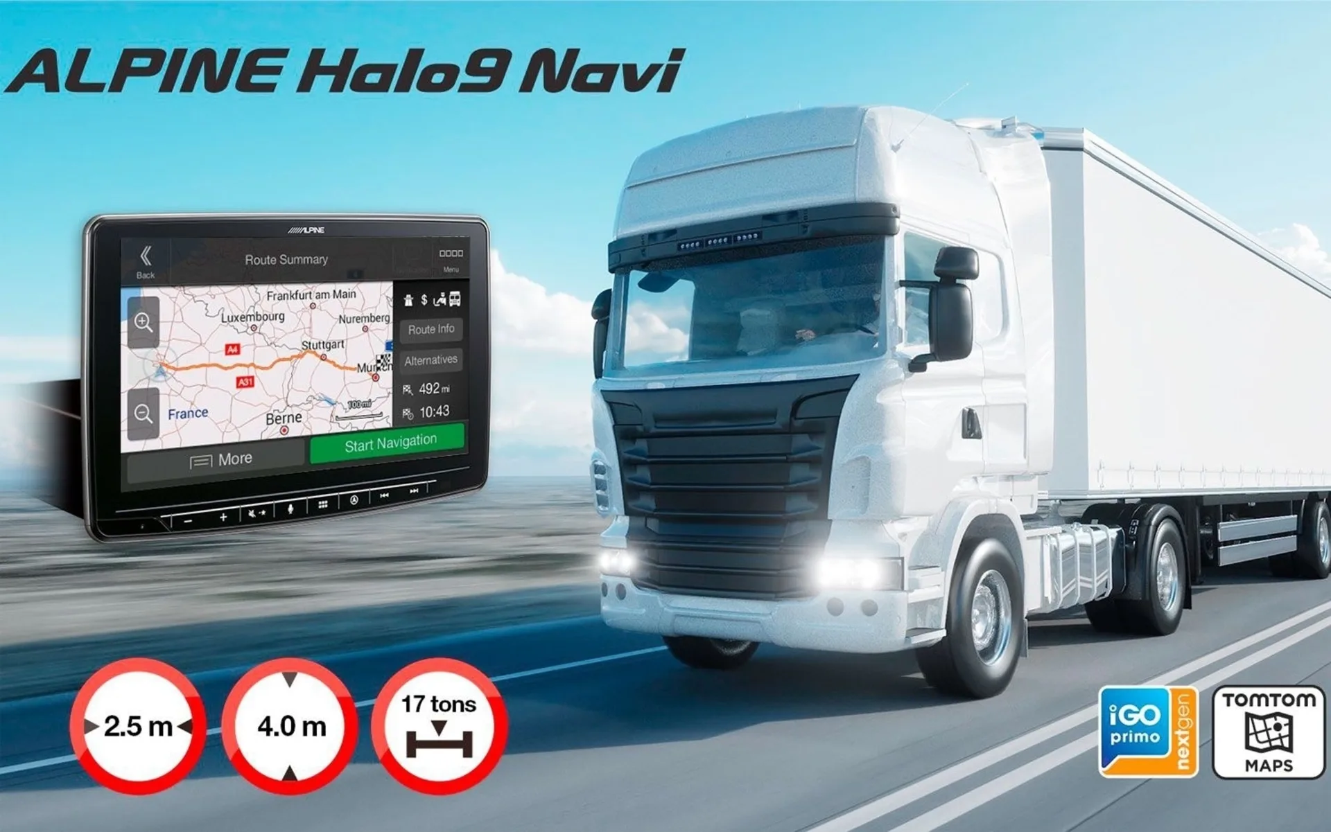 Alpine Halo9 Navi Multimedia Navigationssystem für Wohnmobil und Truck 9 Zoll