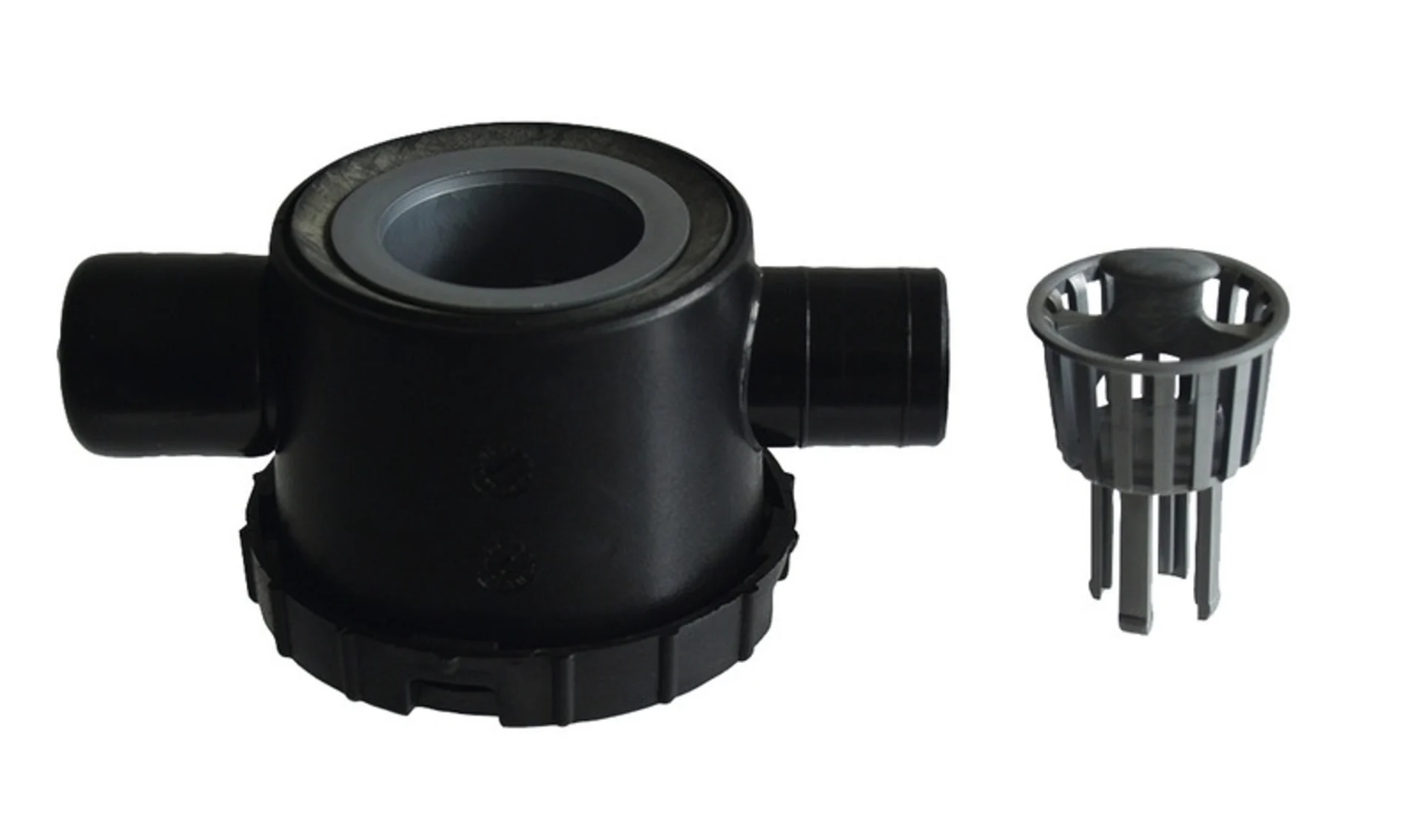 Siphon 39mm mit 2. Anschluss und Restesieb Siphon 39mm mit 2. Anschluss und Restesieb