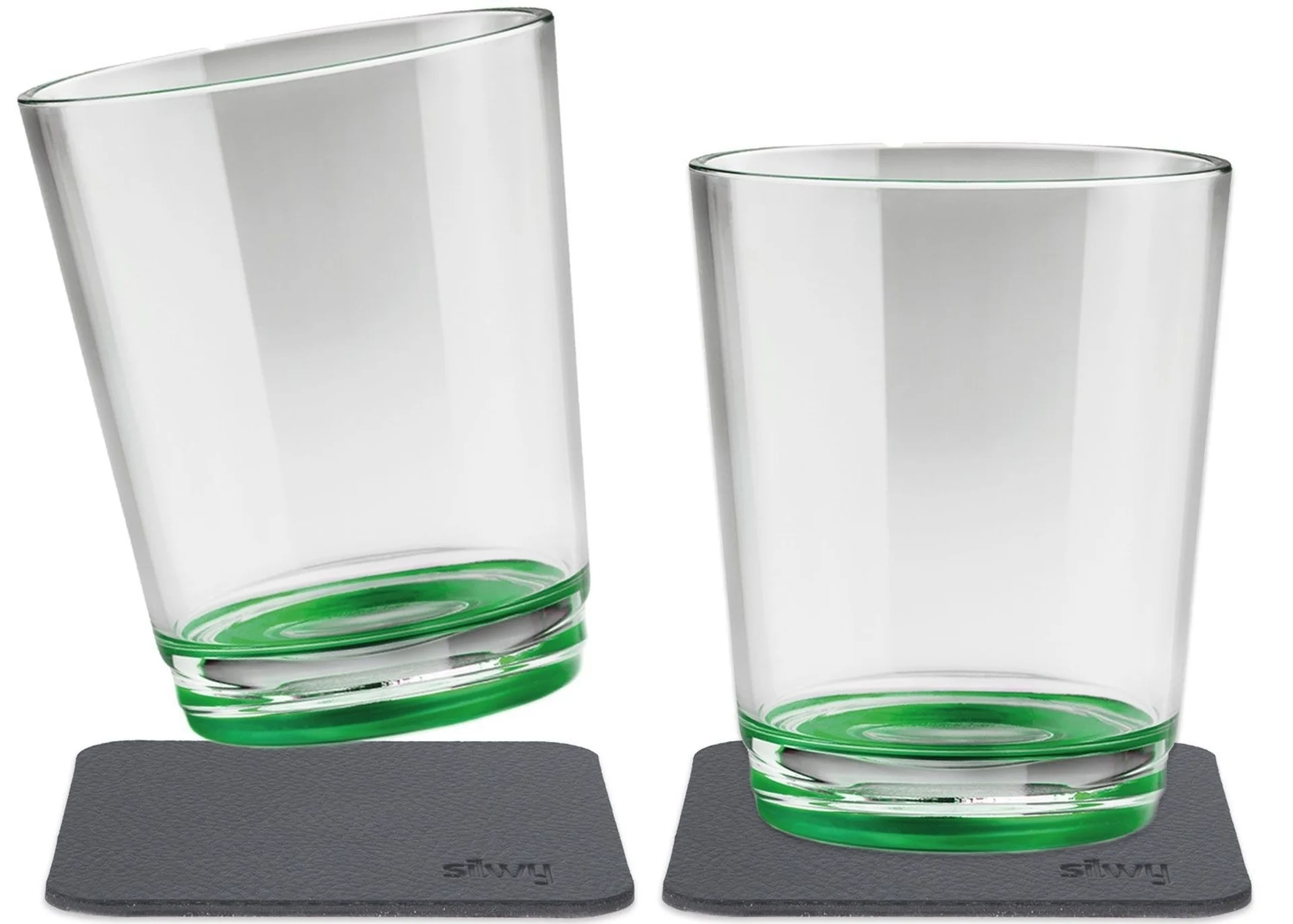 silwy® Verres magnétiques en tritan avec dessous-de-verre Lot de 2 (250 ml) Vert