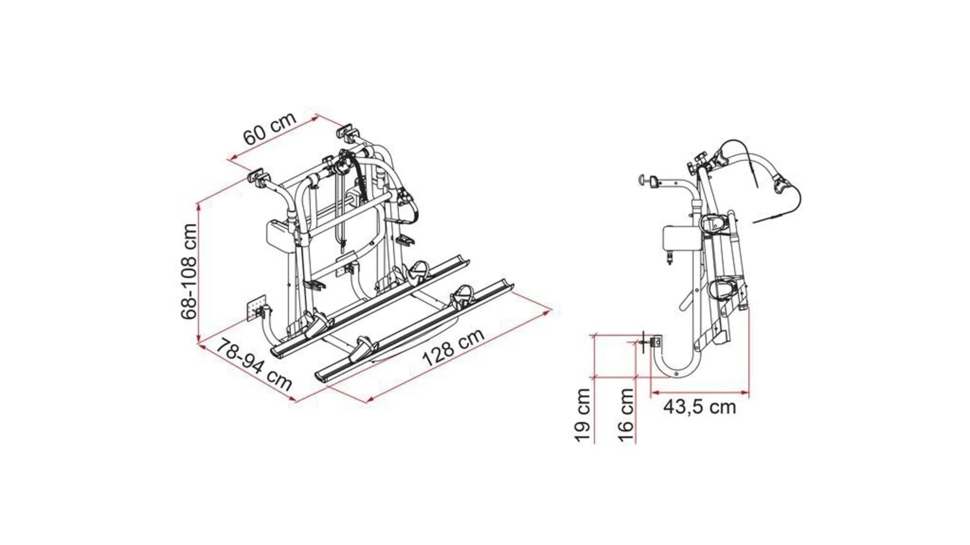 Porte-vélos Fiamma Carry-Bike LIFT 77 pour 2 à 4 vélos