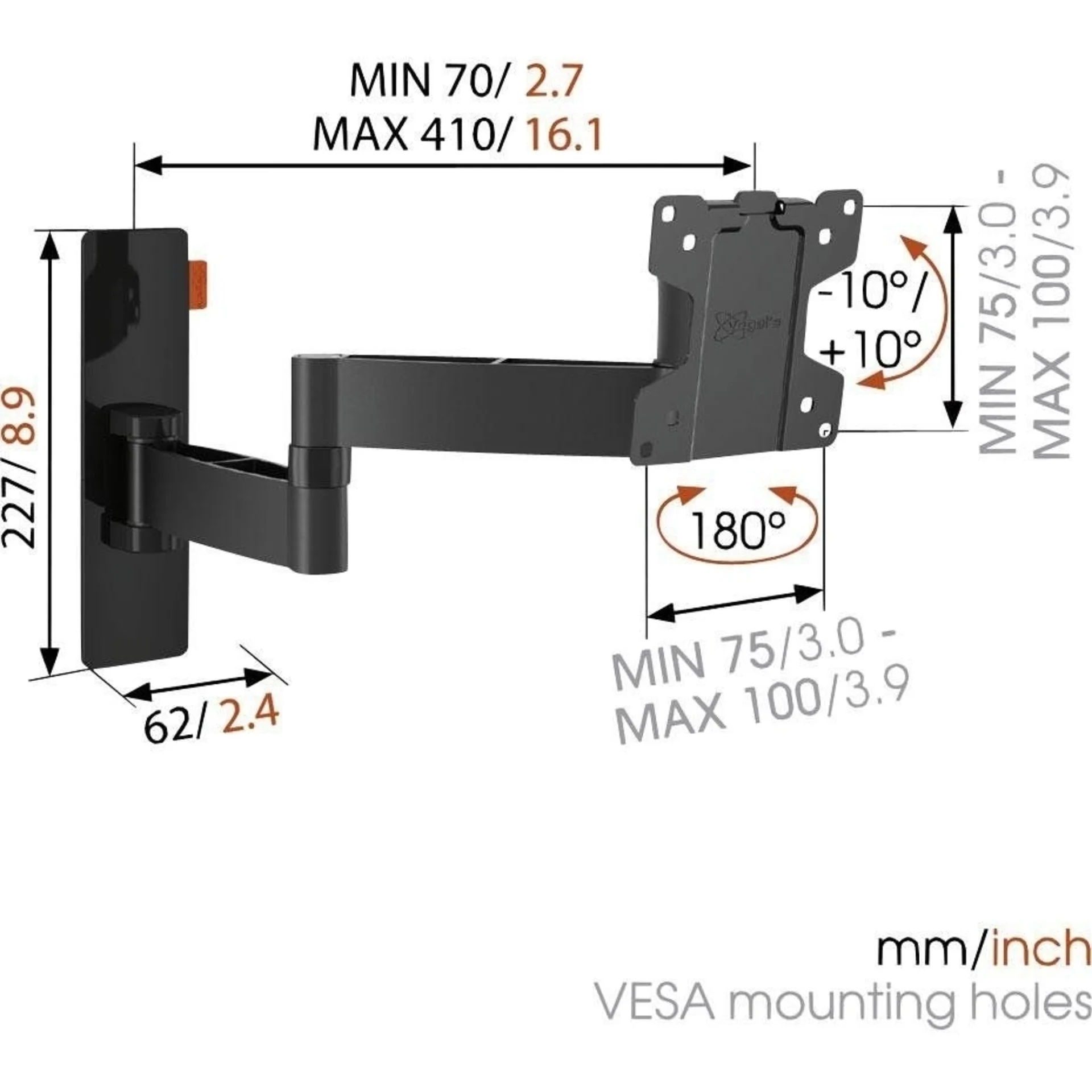 Support mural pour TV WALL 2045