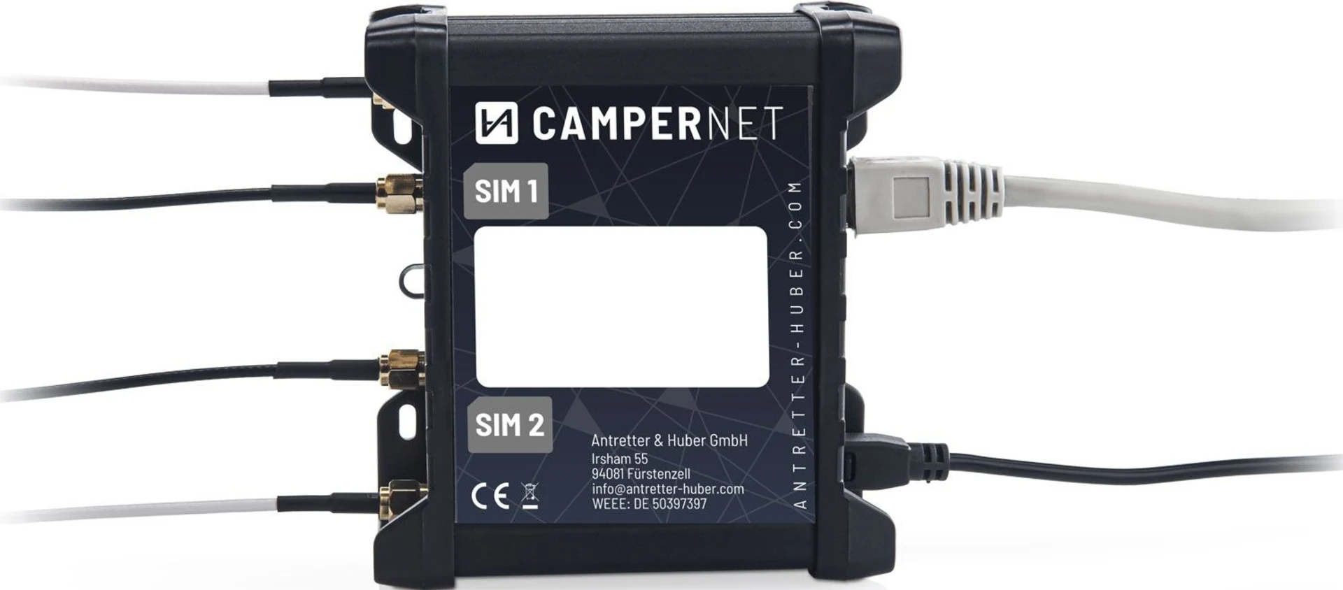 Campernet Yachtantenne WiFi / LTE Dachantenne und Router Komplettset - Kabeldurchführung unten